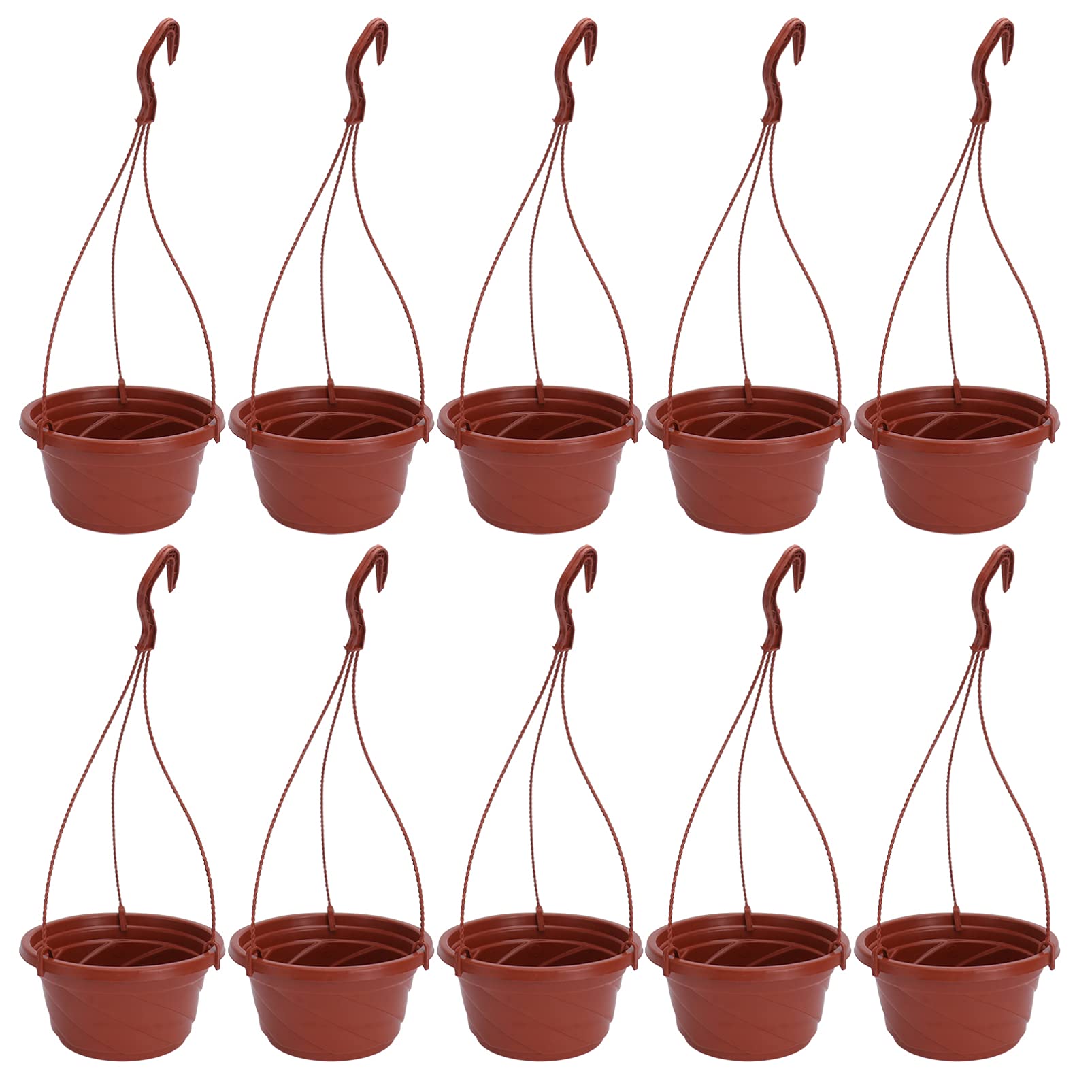 YARNOW 10 Pcs 6.7 Inch Plastic Hanging Planters - Small Hanging Baskets for Indoor/Outdoor Plants, Flowers & Herbs - Perfect for Balcony, Garden, Patio & Home Decor