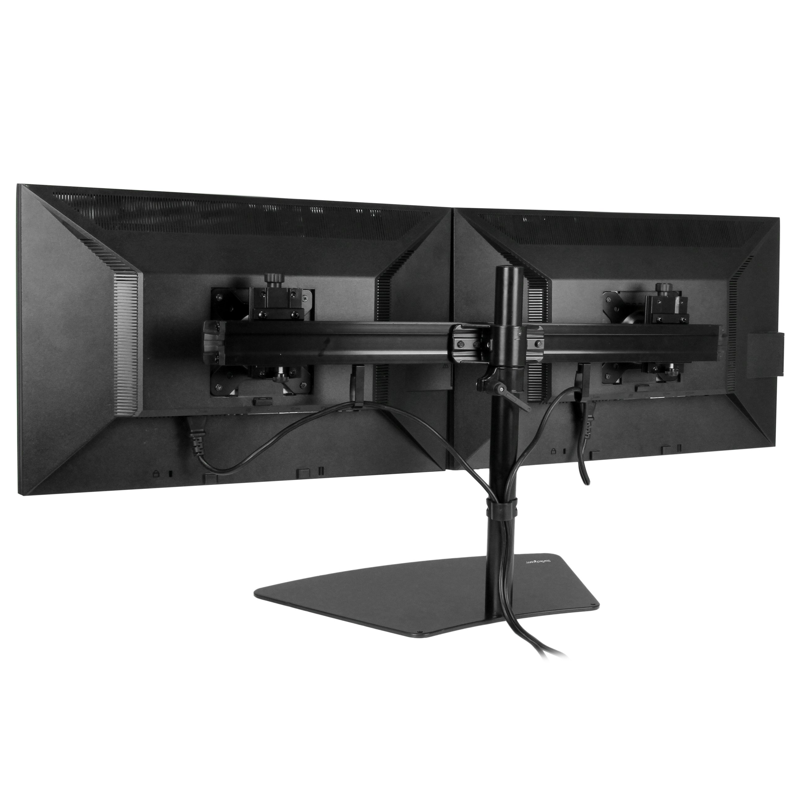 StarTech.com Dual Monitor Stand for 12'' to 24'' Screens - Adjustable VESA Mount with Low Profile Base - Horizontal Desk Mount for Home & Office (ARMBARDUO) | Perfect for Workspace Setup, Gaming & Productivity