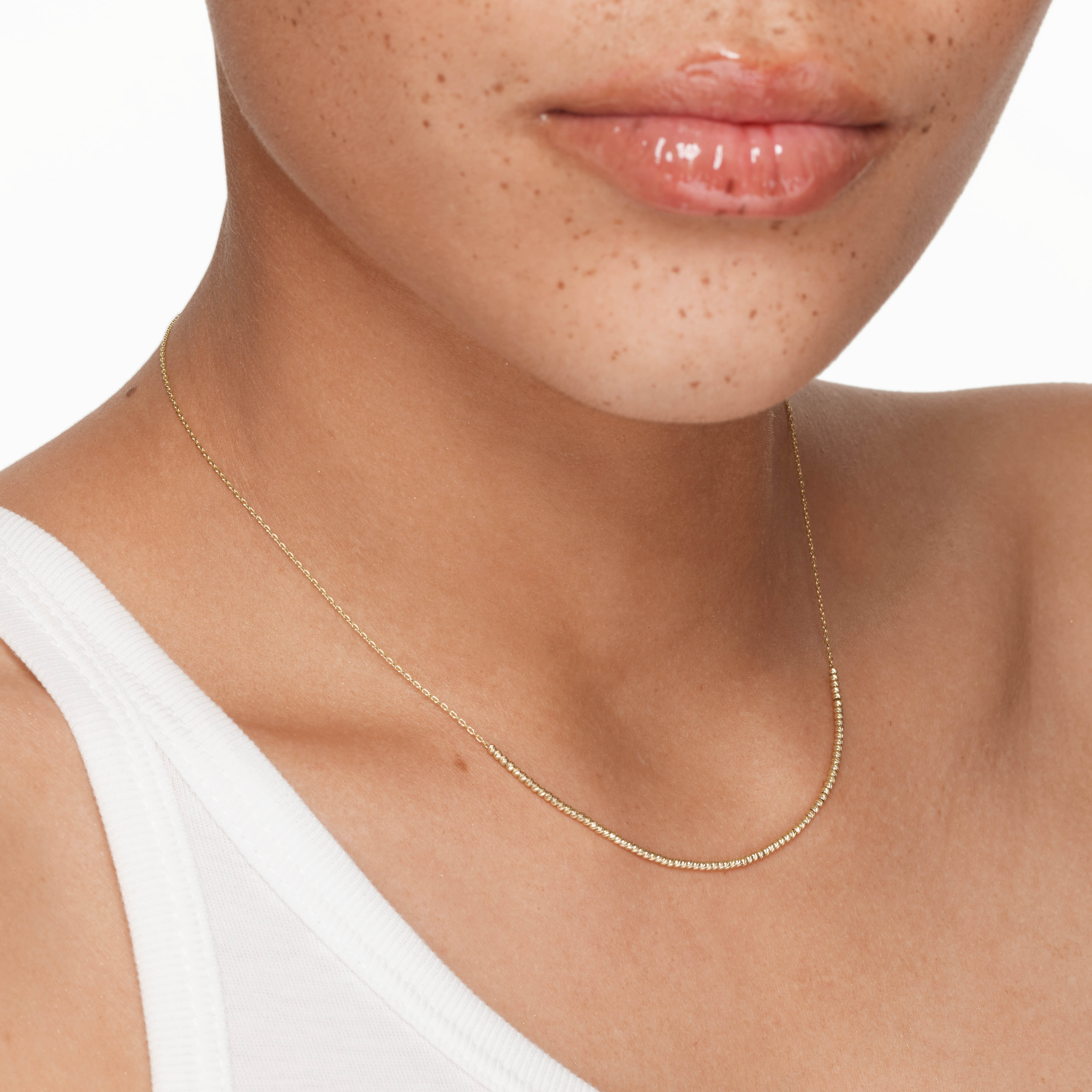10k Gold Micro Beaded Chain Necklace for Women - Elegant Layering Piece for Everyday Wear & Special Occasions