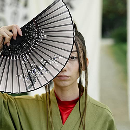3 PCS Chinese Style Silk Folding Fans - Handheld Bamboo Ribs Fabric Fan with Tassel Handle for Dance, Cosplay, Wedding, Gift - Elegant Hand Fan for Women & Men
