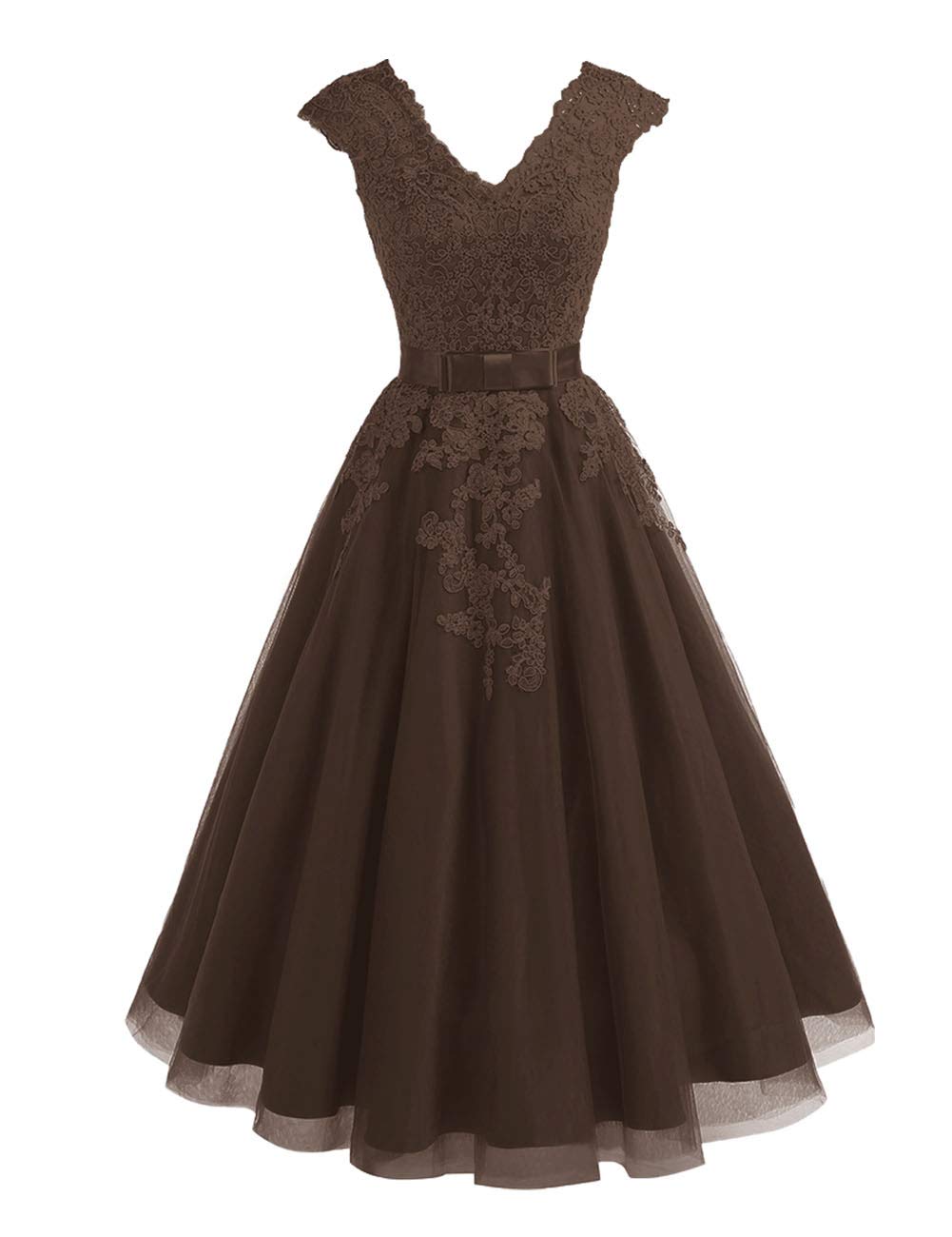 Elegant V-Neck Lace Homecoming Dress | Short Tulle Prom Dress with Cap Sleeves | Perfect for Cocktail Parties, Dances & Special Occasions