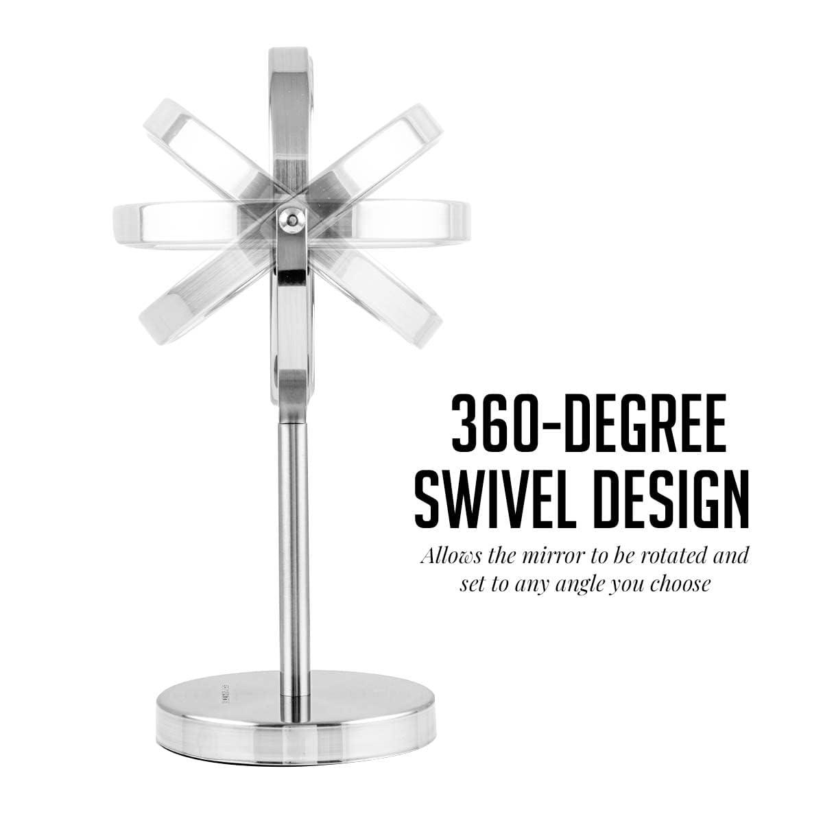 OVENTE 6-Inch Double-Sided Vanity Mirror with 1X/7X Magnification, 360° Swivel Stand - Brushed Nickel Makeup Mirror for Dresser, Bedroom & Office Desk | Perfect for Makeup Application, Skincare Routine & Grooming