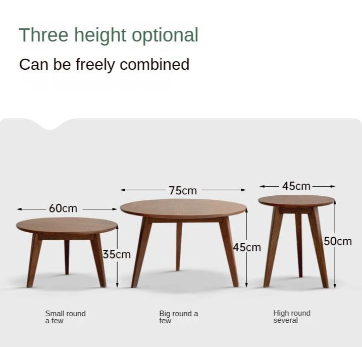 Solid Walnut Round Coffee Table - Natural Wood Dining Table for Living Room, Office, or Lounge - Stylish and Durable Home Decor