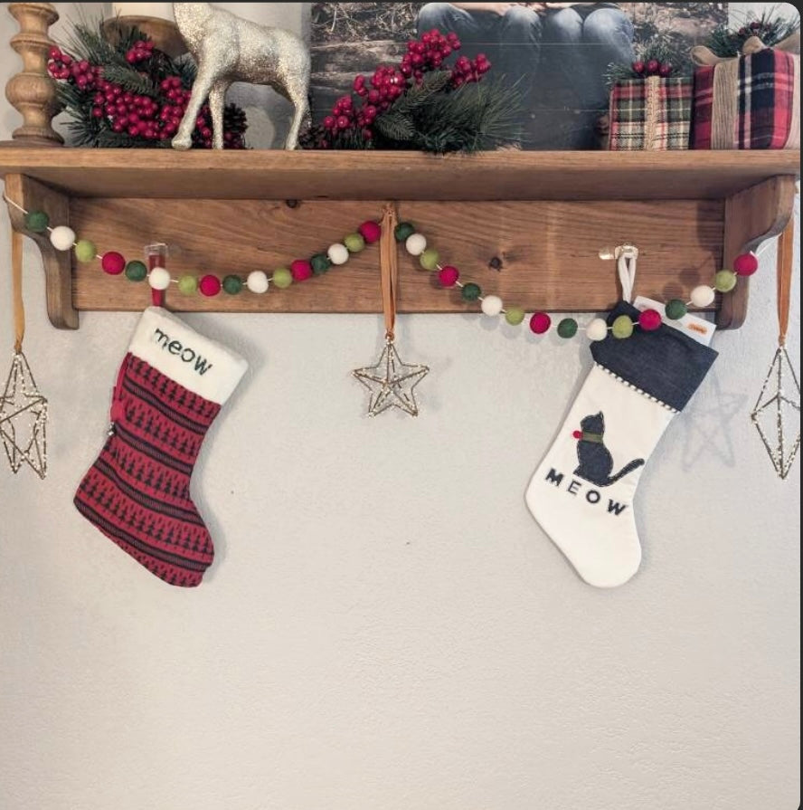 Best Christmas Felt Ball Garland Decorations - 12ft Holiday Party Decor for Tree, Mantel, Wall & Window - Eco-Friendly Wool Felt Balls for Xmas, Wedding, Baby Shower & Home Decor
