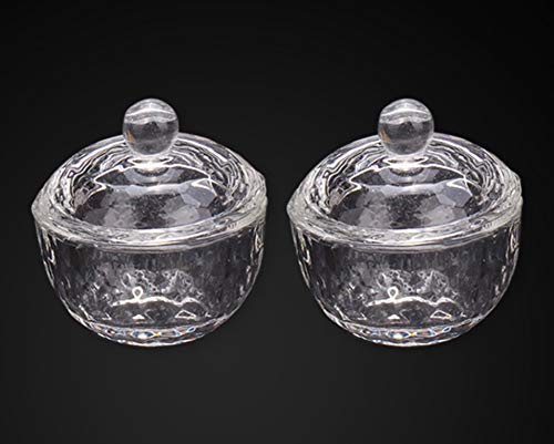 MoreChioce 2PCS Transparent Nail Art Dappen Dish with Lid - Acrylic Liquid & Powder Mixing Cup for Professional Manicure & Nail Art Designs - Perfect for Salon, Home Use & DIY Nail Care