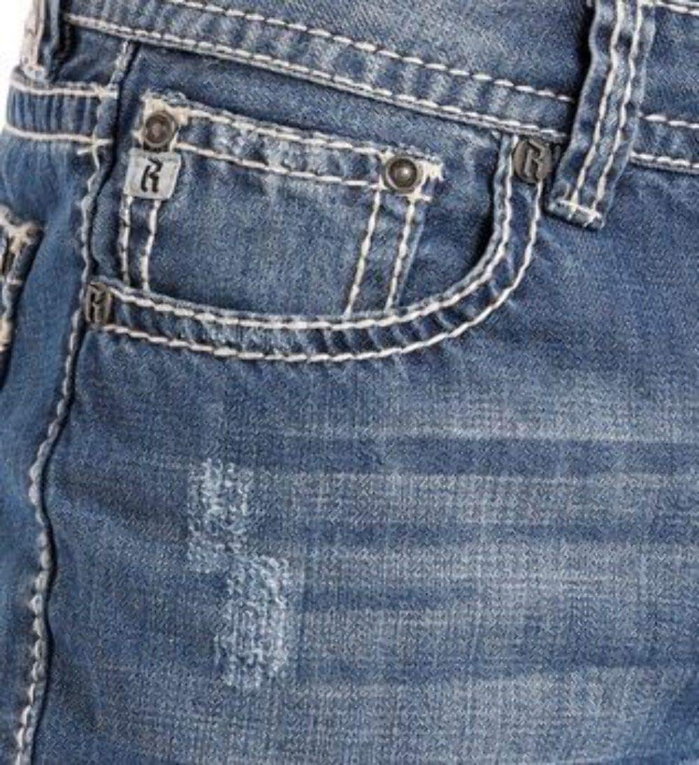 Vintage Wash Rock & Roll Denim Jeans for Men - Double Barrel Straight Leg, Relaxed Fit (Large/Medium) - Perfect for Casual Wear, Concerts & Retro Style Outfits