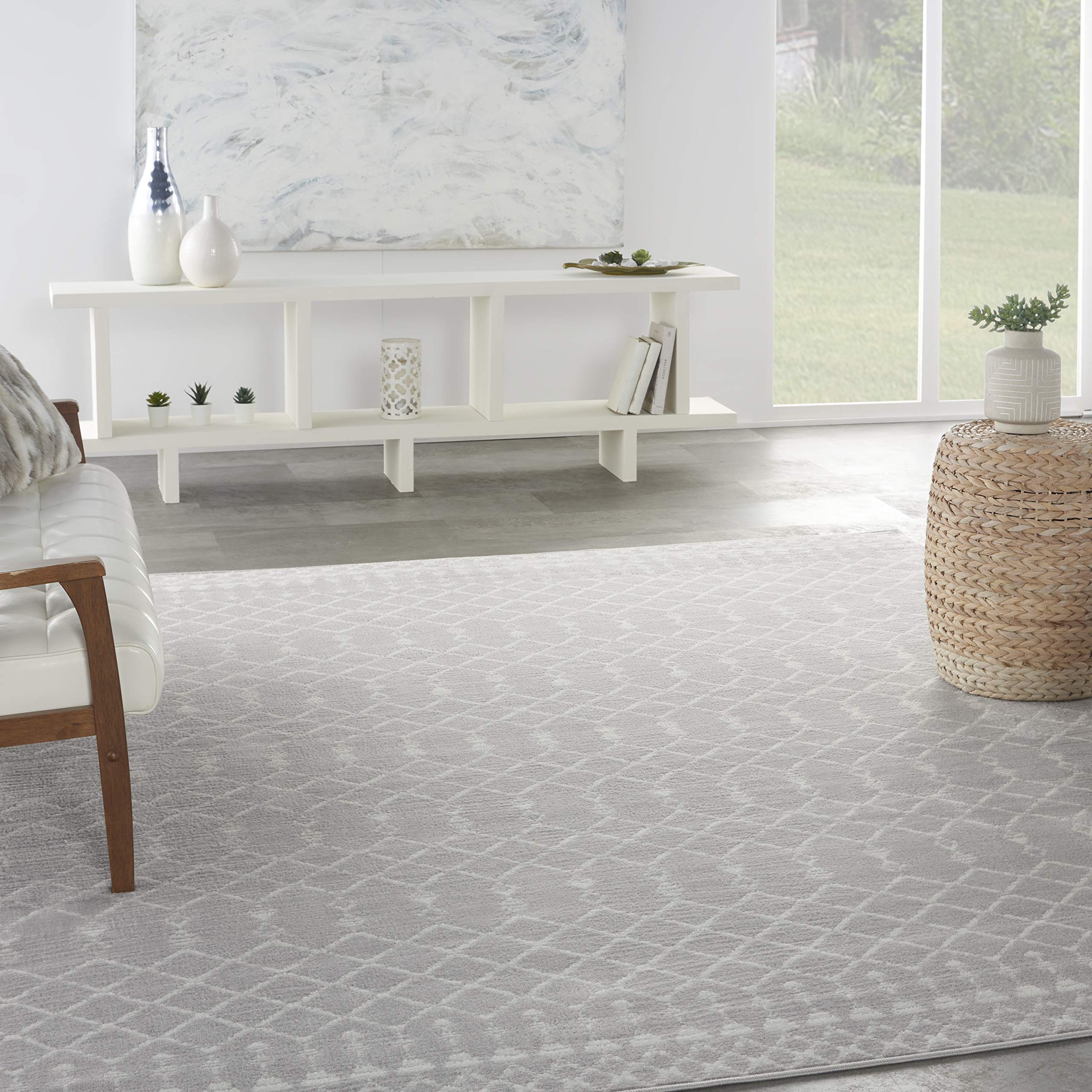 Nourison Whimsicle Moroccan Grey 7' x 10' Area Rug - Easy to Clean, Non-Shedding, Soft & Durable - Perfect for Bedroom, Living Room, Dining Room & Kitchen Decor (7x10) - Ideal for Cozy Home, Office or Airbnb Styling