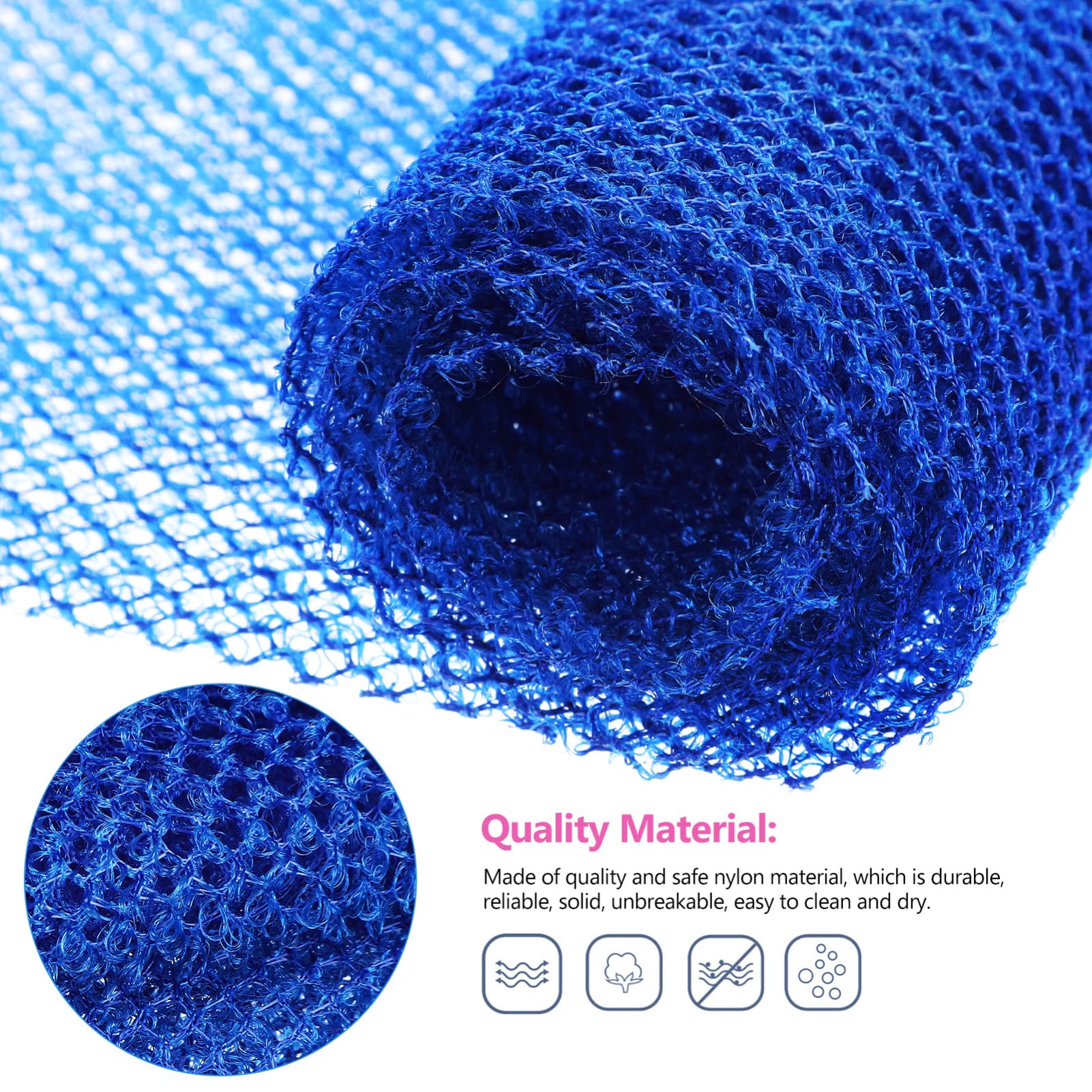 Premium African Net Bath Sponges 4-Pack - Exfoliating Body Scrubber for Shower & Back Cleansing - Natural Skin Care for Daily Use (Blue) - Perfect for Spa, Home Bath & Gift Sets