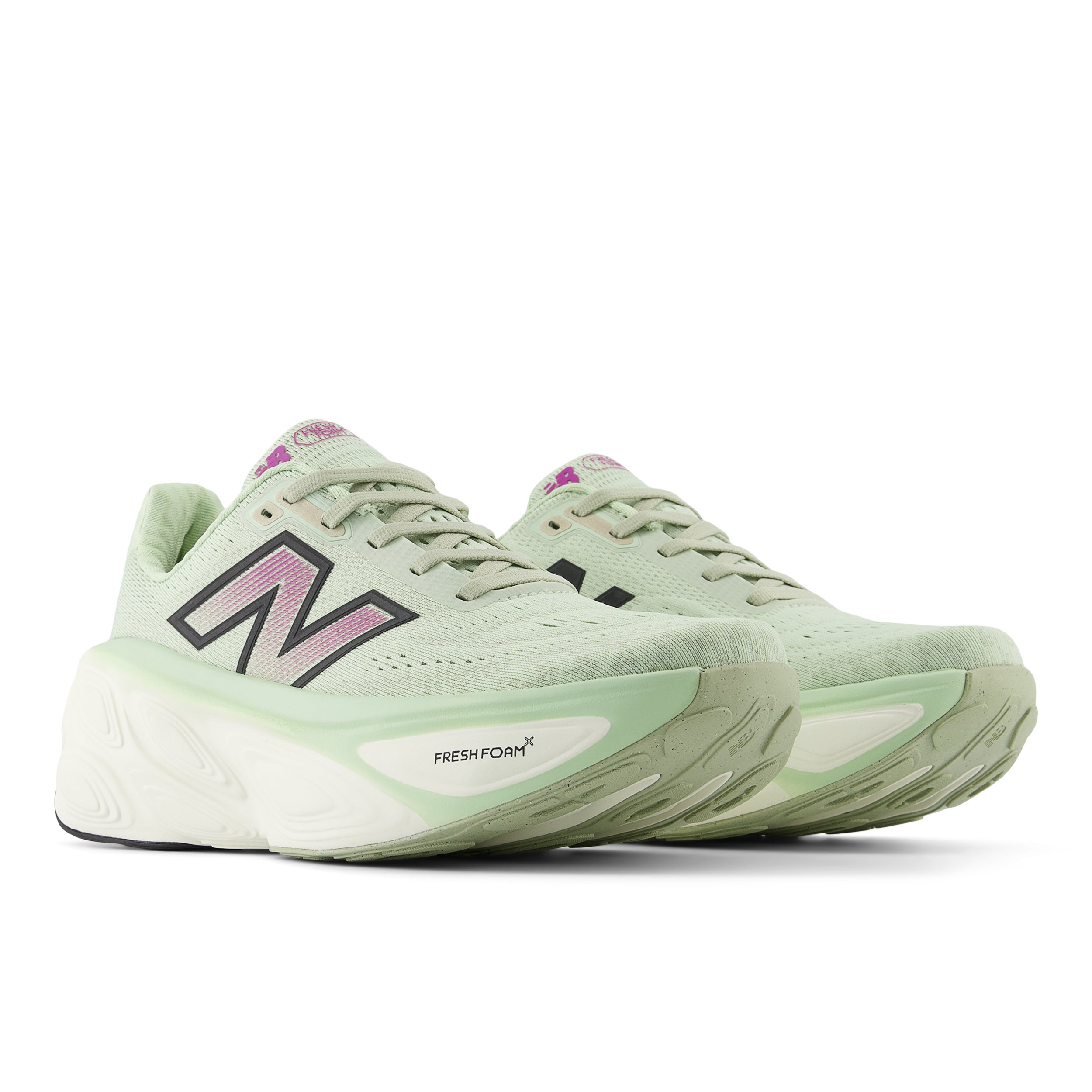 New Balance Women's Fresh Foam X More v5 Running Shoes - Lightweight Cushioned Sneakers in Natural Mint/Purple Fuchsia/Black | Perfect for Jogging, Gym Workouts & Everyday Comfort