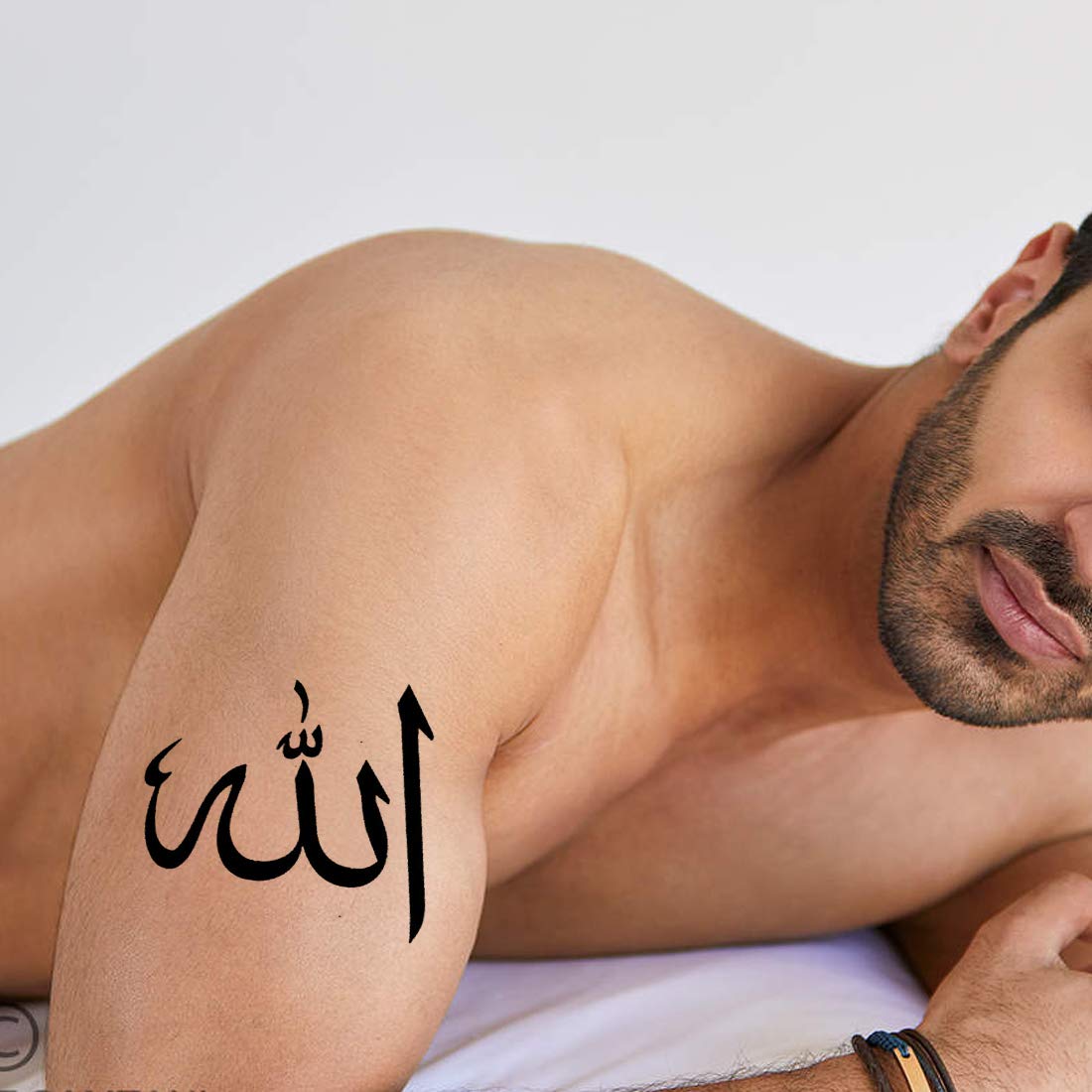 Waterproof Temporary Tattoos for Women & Men - Beautiful 3D Arabic Allah Design - 10.5x6cm Body Art Stickers - Perfect for Parties, Festivals & Cultural Events