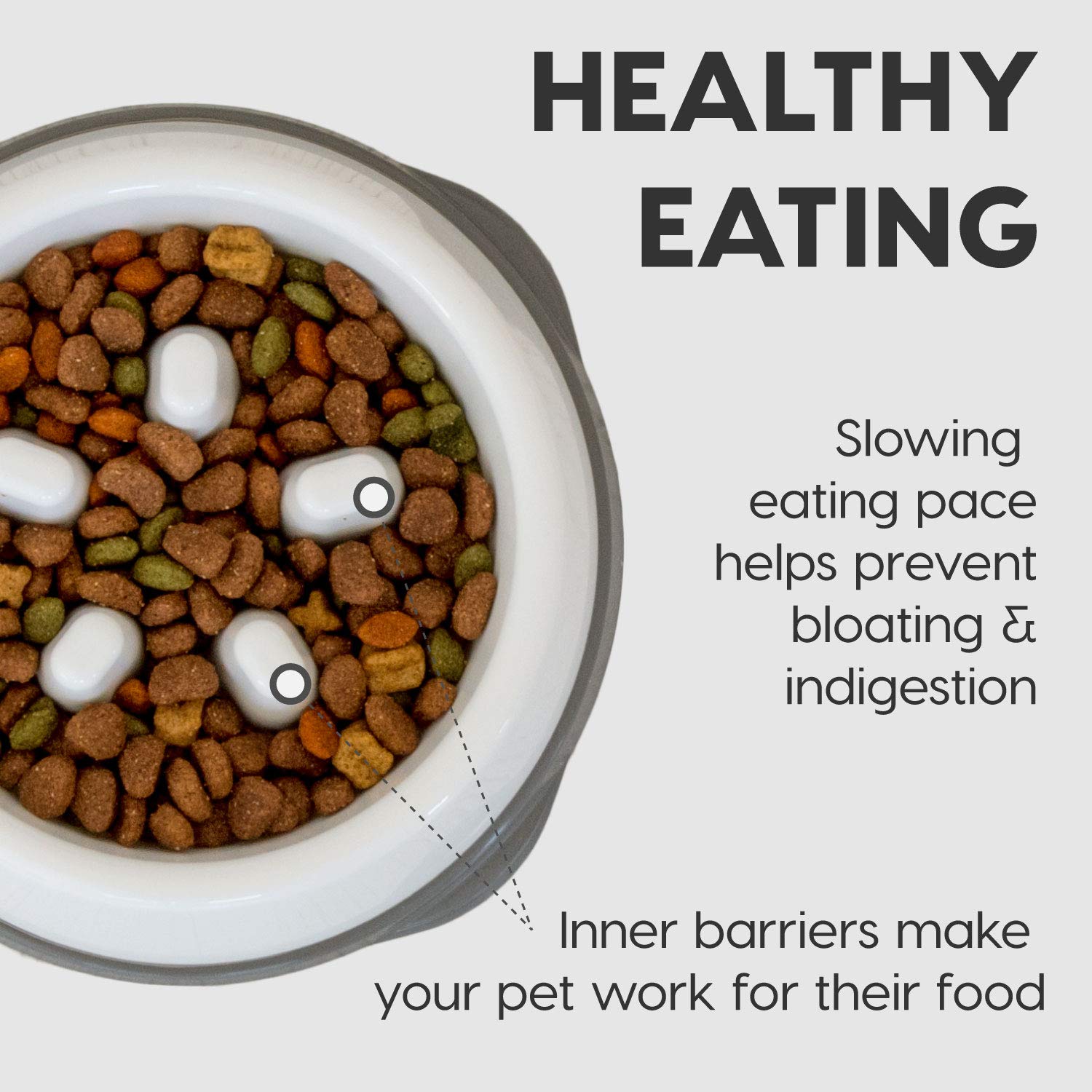 IRIS USA 2-Cup Slow Feeder Dog Bowl - Anti-Choking & Anti-Slip Puzzle Bowl for Healthy Digestion - Slow Eating Bowl for Long Snouted Dogs, Cats & Pets - BPA-Free & PVC-Free - Beige/Black - Perfect for Mealtime Training and Portion Control