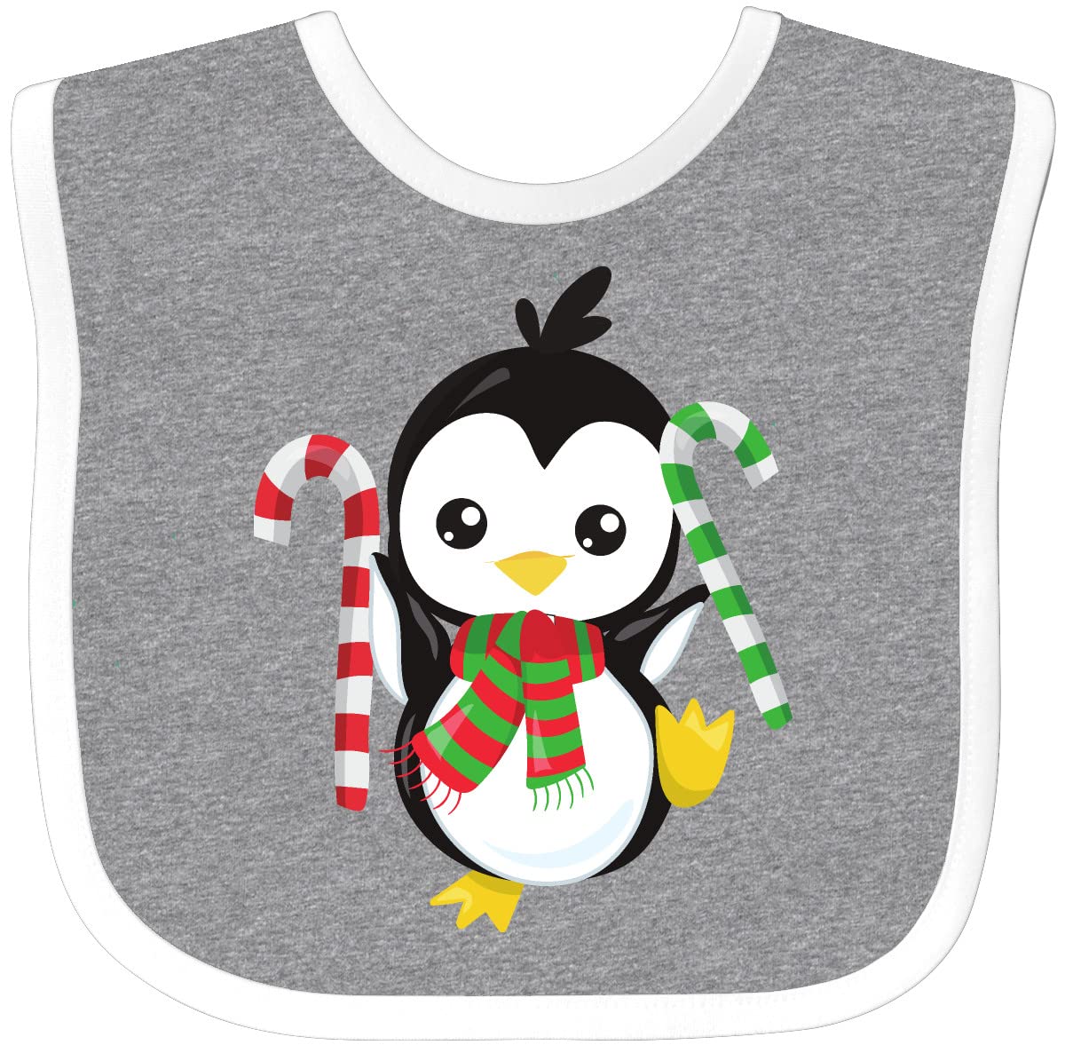 Funny Christmas Penguin Baby Bib with Scarf & Candy Cane Design - Perfect Holiday Gift for Infants & Toddlers | Great for Family Photos, Christmas Parties & Festive Celebrations