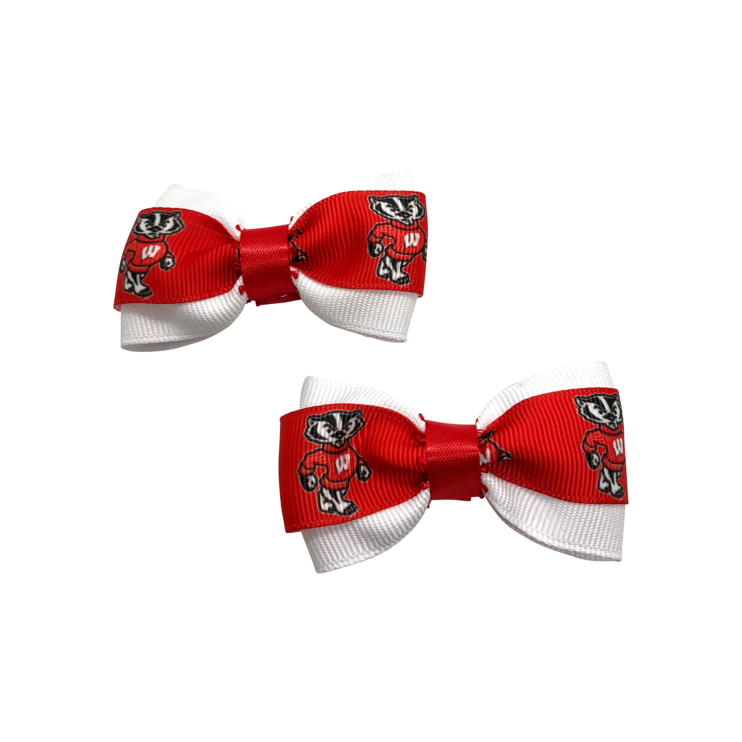 Wisconsin Football Team Themed Hair Bows for Girls - 3 Pack Cute Pigtail Bows for Toddlers and Little Girls - Perfect for Game Day, Cheerleading, and School Spirit Events