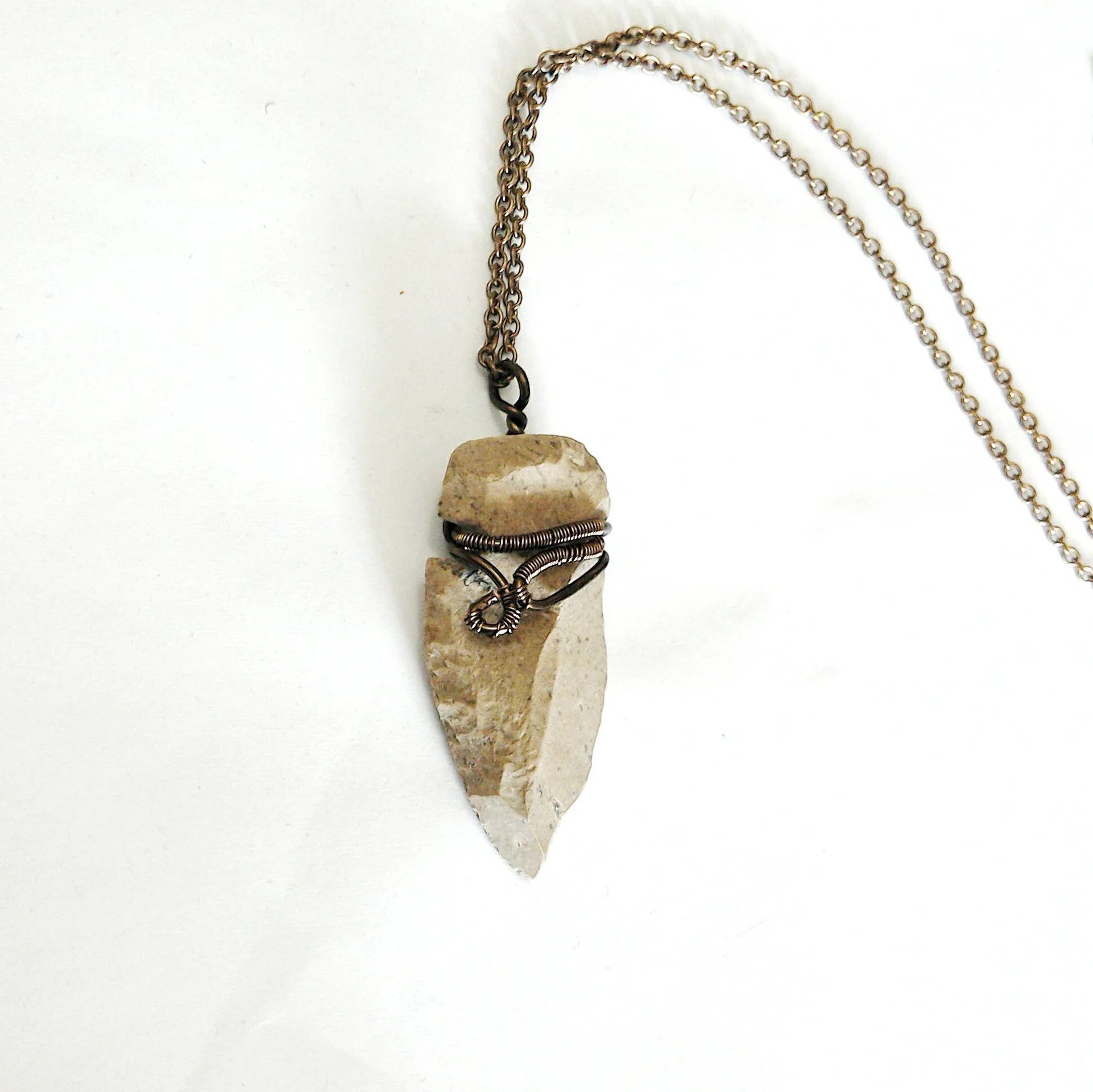 Original Flint Arrowhead Necklace - Handcrafted Antique Bronze Wire Pendant Jewelry for Men & Women | Perfect for Outdoor Enthusiasts, Nature Lovers & Unique Gift Giving