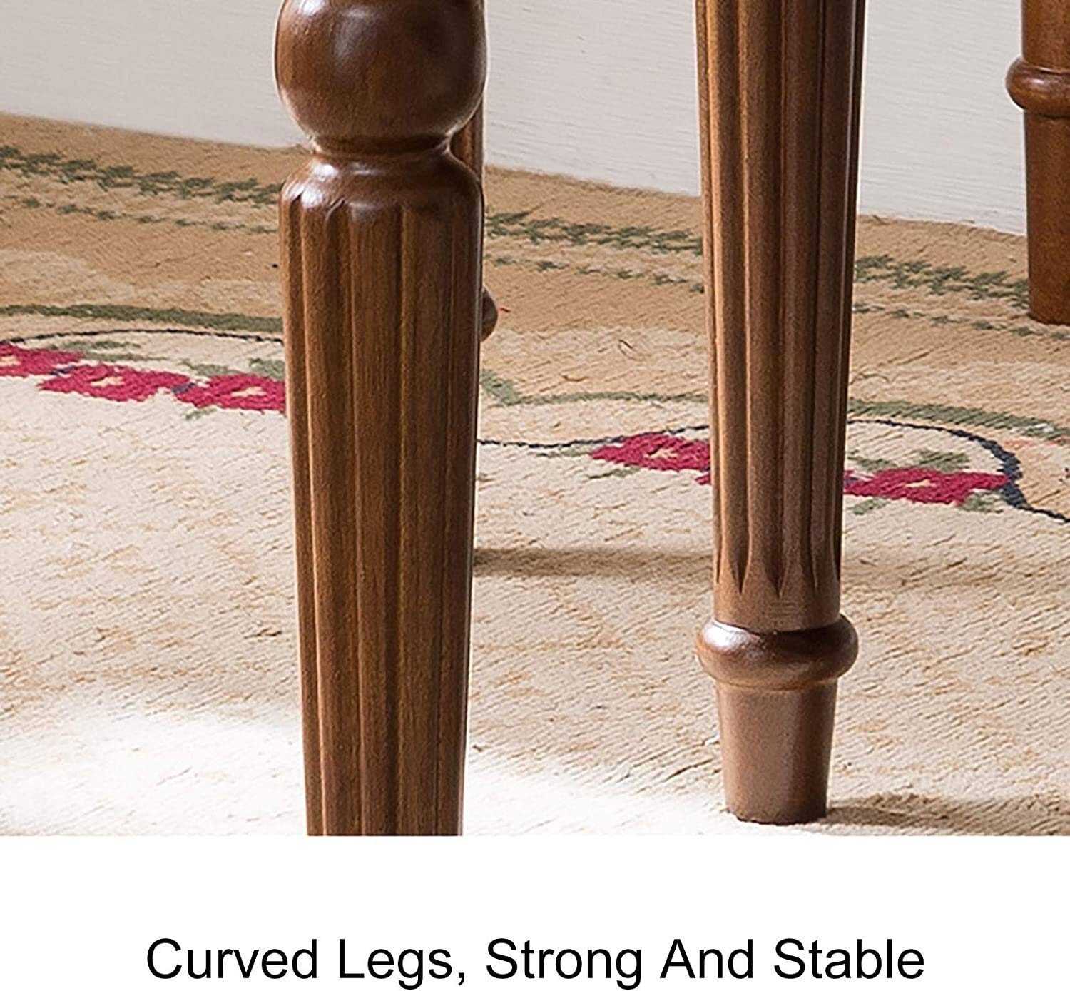 Ergonomic Vanity Stool with Wooden Legs - Low Back Makeup Dressing Chair for Bedroom Furniture (Cloth Fabric) | Perfect for Makeup Table, Dressing Room & Bedroom Decor