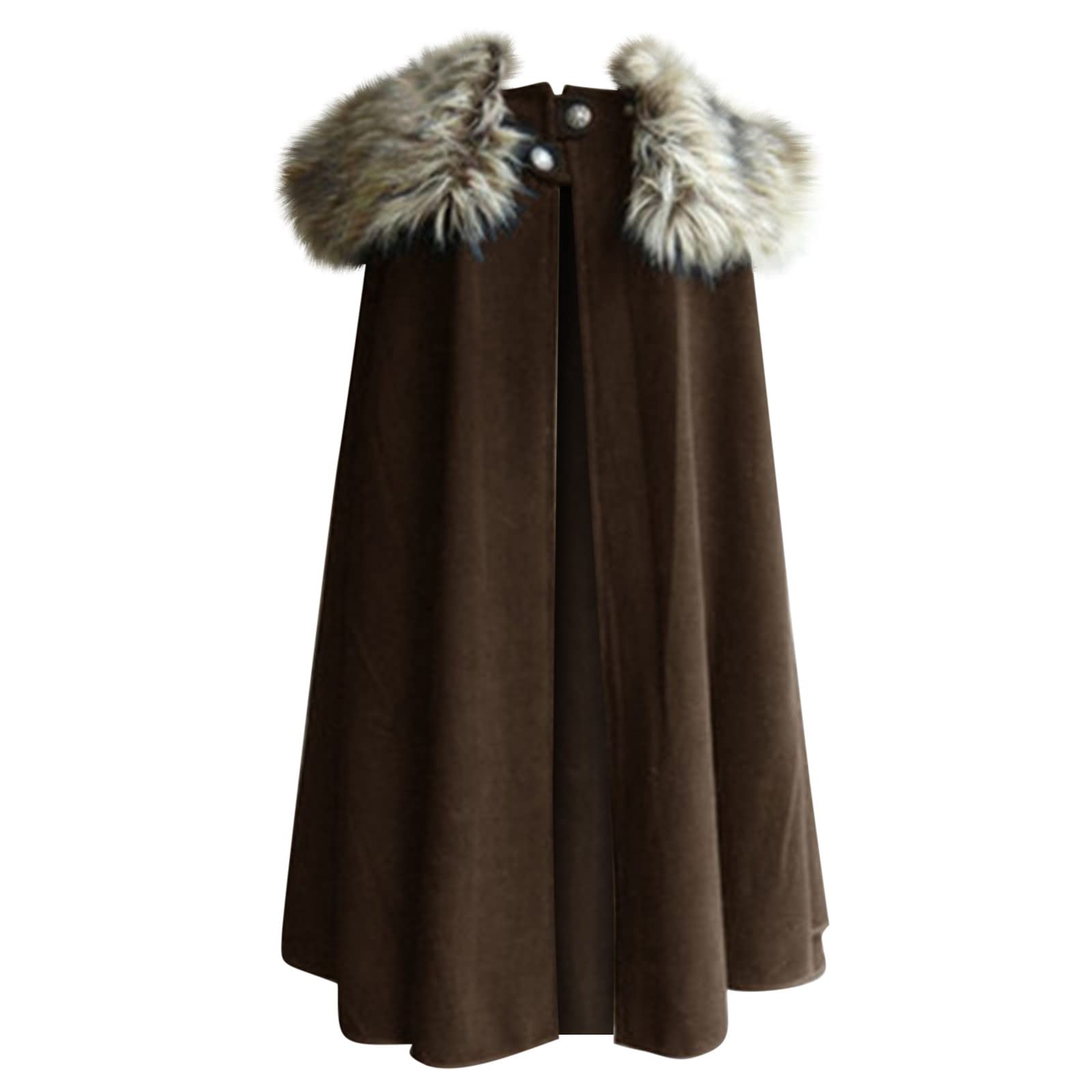 Steampunk Vintage Tweed Cape Coat - Winter Wool Plush Collar Cloak with Retro Pattern for Cosplay & Gothic Fashion
