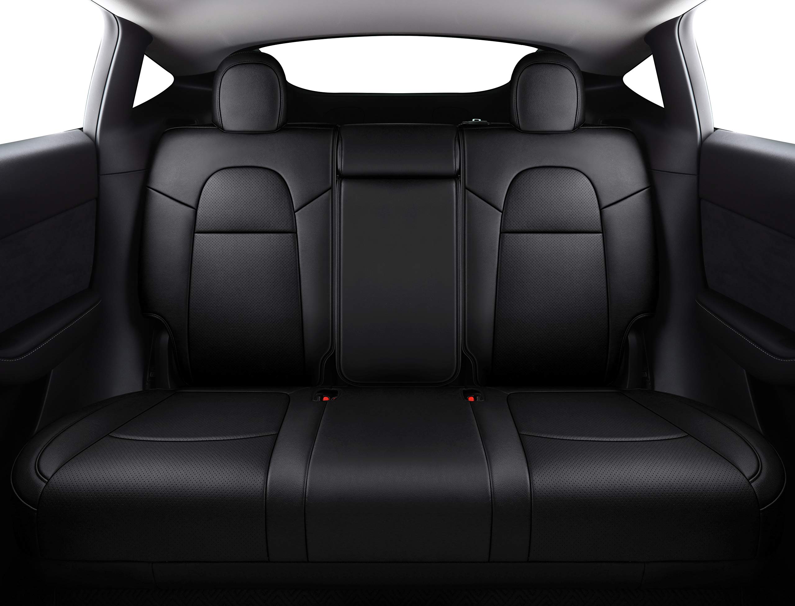 Premium Custom Fit Tesla Model Y Seat Covers (2020-2024) - Synthetic Leather Car Seat Protectors - Lichi Black - Perfect for Road Trips & Daily Commutes