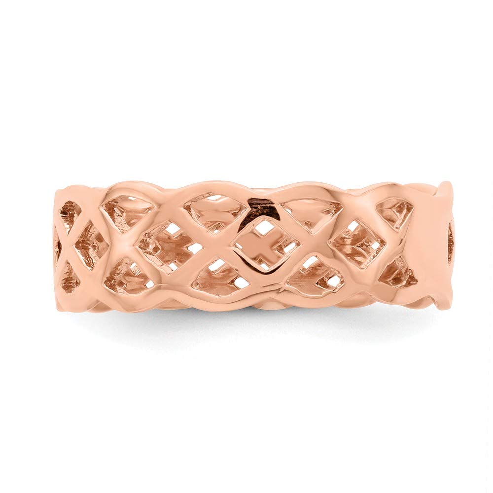14K Solid Rose Gold Weave Ring Band for Women - Elegant Stackable Wedding Band, Anniversary Gift, Everyday Jewelry for Special Occasions