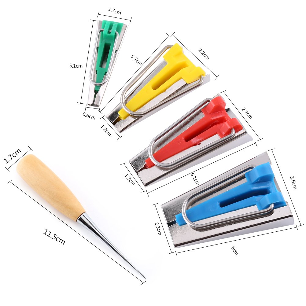6Pcs Bias Tape Maker Kit - 6/12/18/25mm Sewing Binding Tool with Guide Strip for Quilting, DIY Crafts & Fabric Edging | Perfect for Dressmaking, Scrapbooking & Home Decor Projects