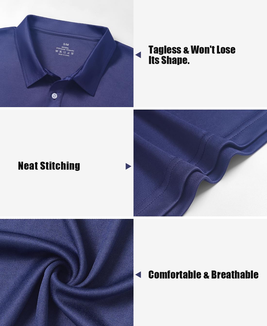 5 Pack Men's Dry Fit Polo Shirts - Moisture Wicking Short Sleeve Golf Shirts with Collar - Breathable Work & Casual Tops for Golf, Office, and Outdoor Activities