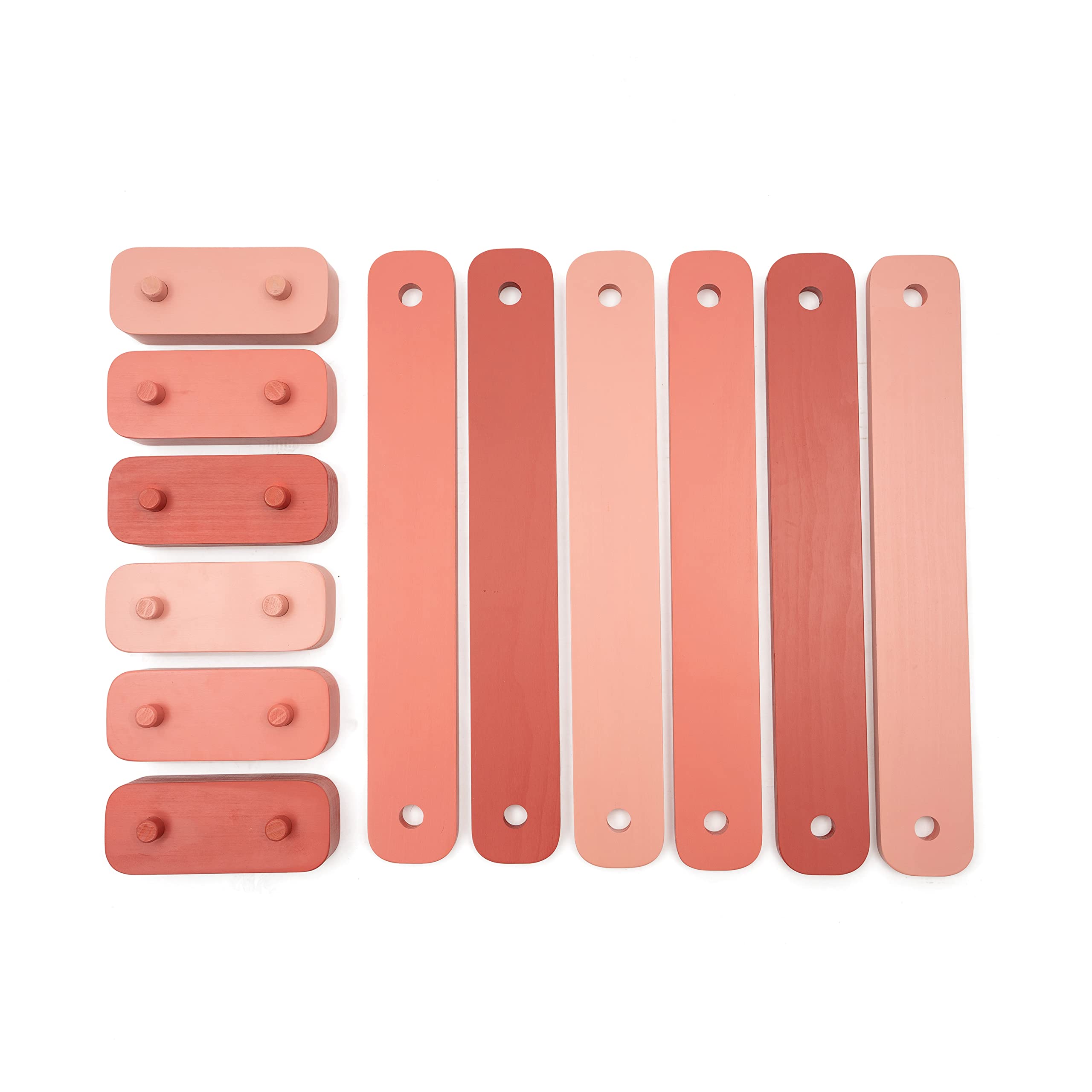 JumpOff Jo Wooden Balance Beam Set for Kids - 12-Piece Montessori Toy to Improve Coordination & Motor Skills - Indoor & Outdoor Play Equipment for Toddlers (Desert Rose Pink) - Perfect for Backyard Play, Preschool Activities & Birthday Gifts