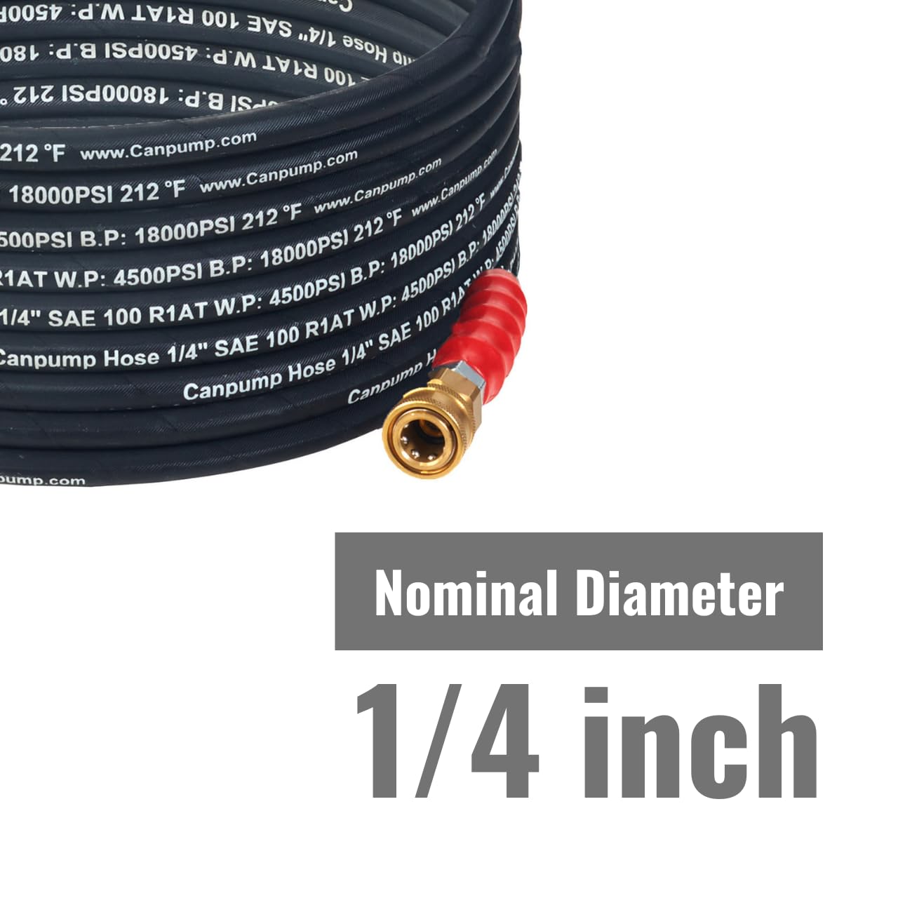1/4 Inch High Pressure Hot Water Wire-Braided Power Washer Hose - 4500 PSI, Quick Connect, 30 Feet - Perfect for Heavy-Duty Cleaning, Car Washing & Industrial Use