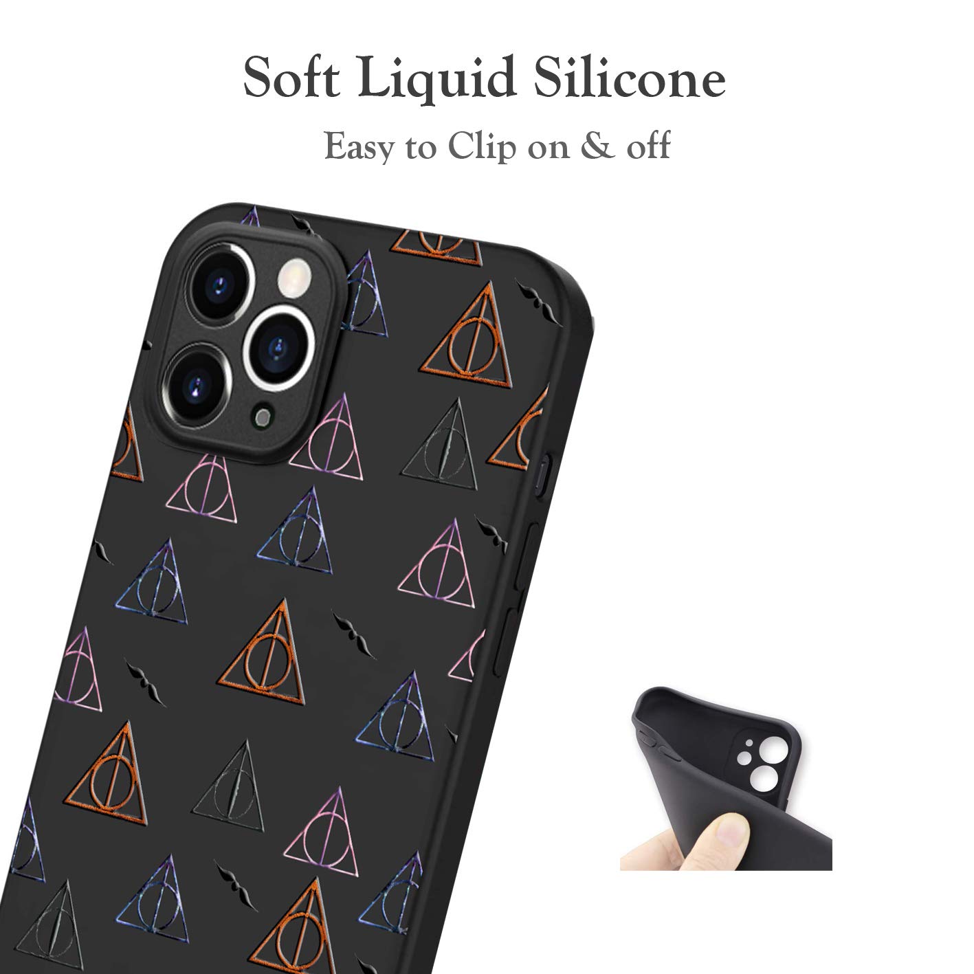 Harry Potter Deathly Hallows Embossed iPhone 13 Pro Max Case - Slim Soft TPU Protective Cover with Bumper Design | Perfect for Fans, Daily Use & Gift Giving
