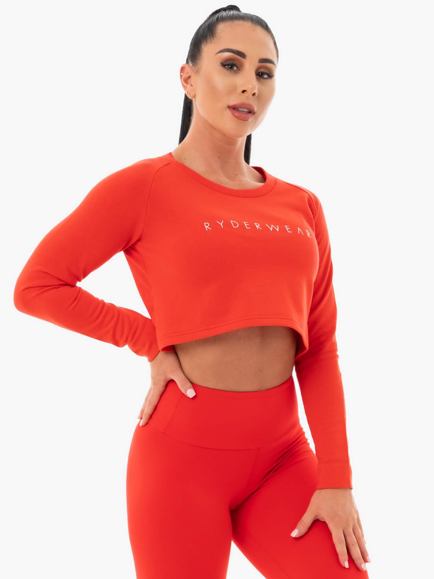 Staples Cropped Sweater Women's Red Knit Pullover - Perfect for Casual Outfits, Fall Layering & Cozy Winter Wear