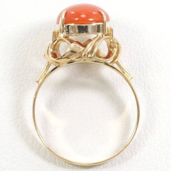 18K Yellow Gold Coral Ring for Women - Elegant Handmade Jewelry Gift for Her - Perfect for Weddings, Anniversaries & Special Occasions