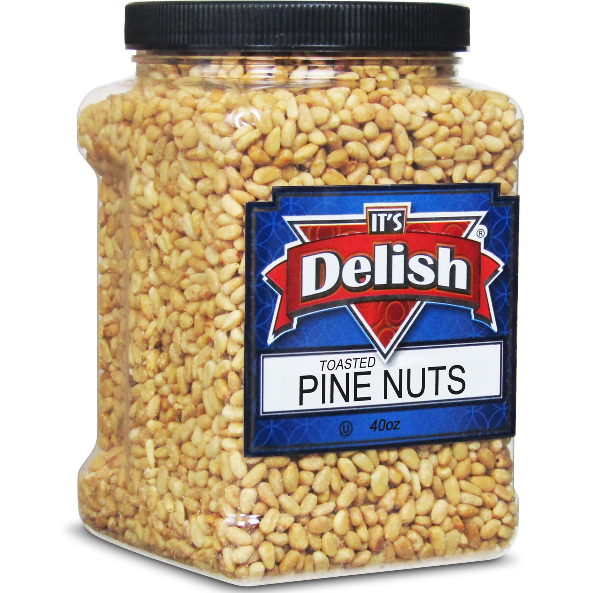 Premium Dry Roasted Pine Nuts by It's Delish - 40oz (2.5 lbs) Jumbo Size - Healthy Keto, Vegan & Kosher Snack - Perfect for Salads, Hummus, Granola, Ice Cream & Baking - Gourmet Pignolia Nuts for Cooking & Meal Prep