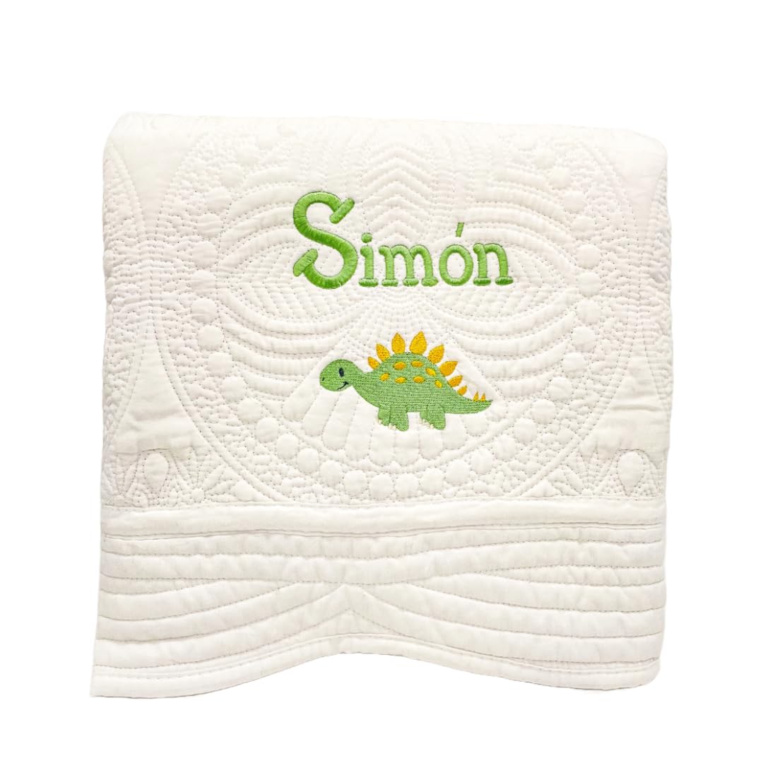 Personalized Baby Name Blanket - Custom Monogram Blanket for Baby Girl & Boy | Soft & Cozy Baby Dino Design | Perfect for Nursery, Photo Shoots & Gift Giving