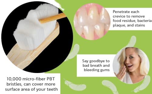Eco-Friendly Bamboo Toothbrushes for Adults - Extra Soft Bristles for Sensitive Teeth & Gum Recession | Biodegradable Wooden Toothbrush for Sustainable Oral Care | Perfect for Travel, Home & Zero-Waste Lifestyle