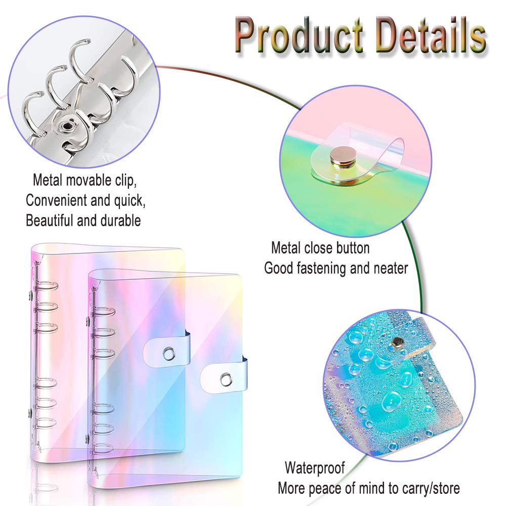 2 Pack A6 Rainbow Soft PVC Notebook Cover - Refillable Loose Leaf Binder for Personal Planner, Journal, Diary & School Organizer - Perfect for Students, Office & Home Use