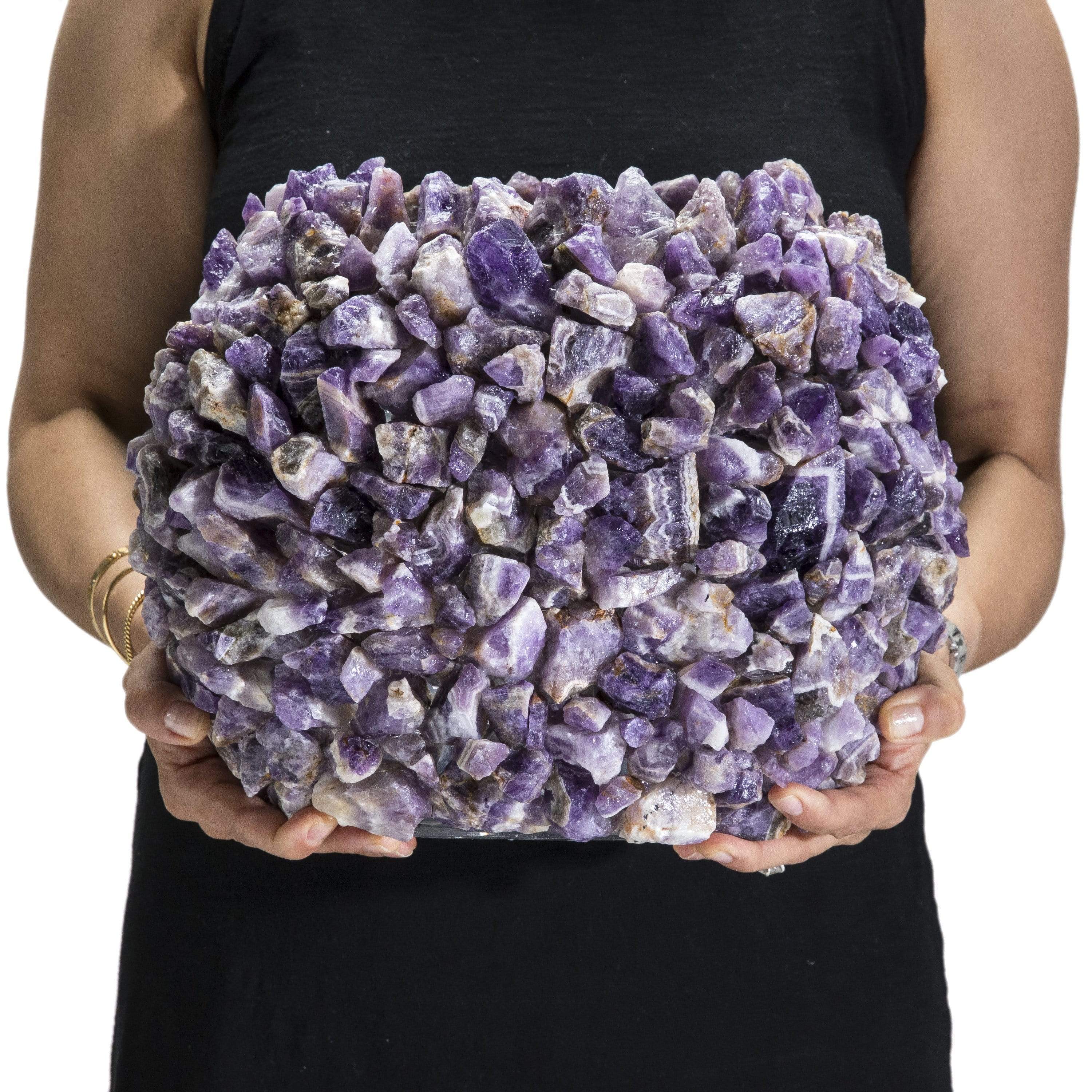 10.5 Inch Amethyst Gemstone Vase - Handcrafted Purple Crystal Flower Vase for Home Decor, Wedding Centerpiece & Spiritual Healing Space