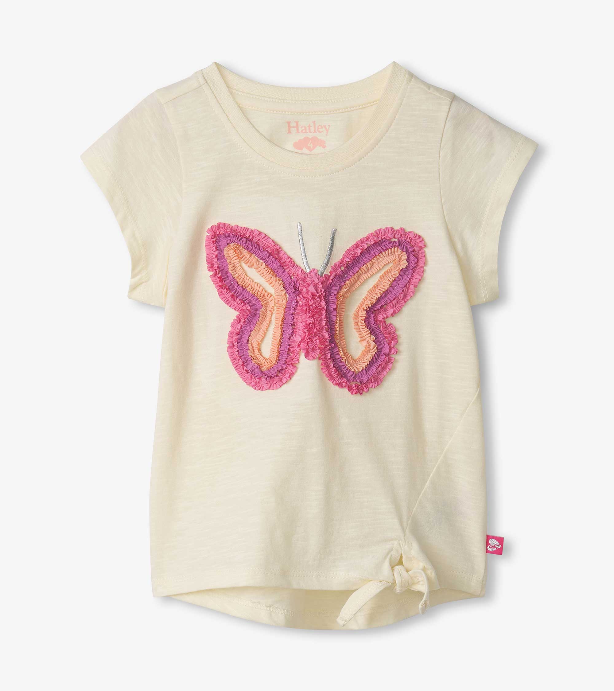 Afterglow Butterfly Tie Front Tee - Women's Stylish Knit Top for Casual Wear, Date Night & Summer Outfits | Trendy Floral Print Blouse for Layering