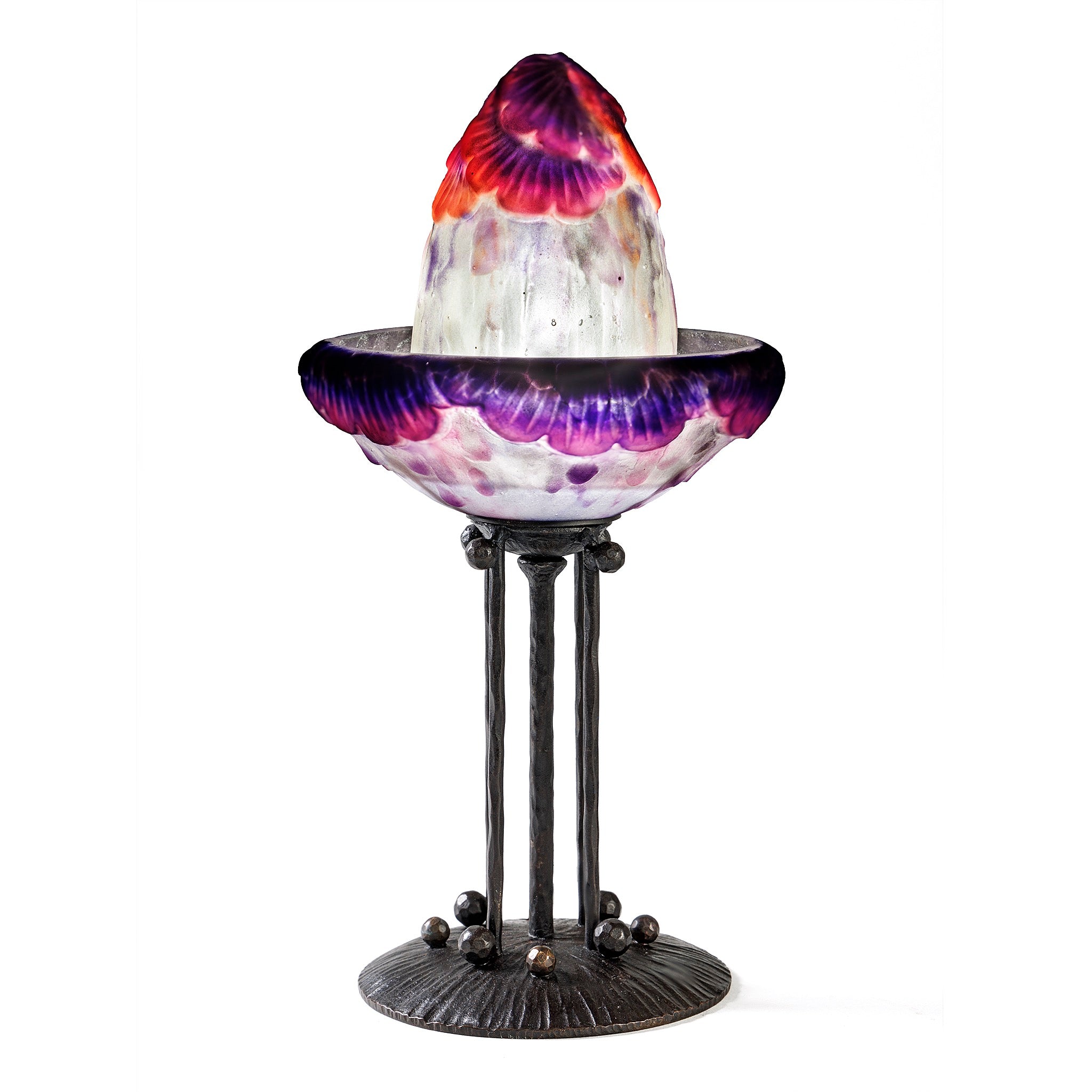 Gabriel Argy Rousseau Pâte de Verre Tropical Flowers Table Lamp - Handcrafted Glass Art Deco Lighting for Living Room, Bedroom & Office Decor