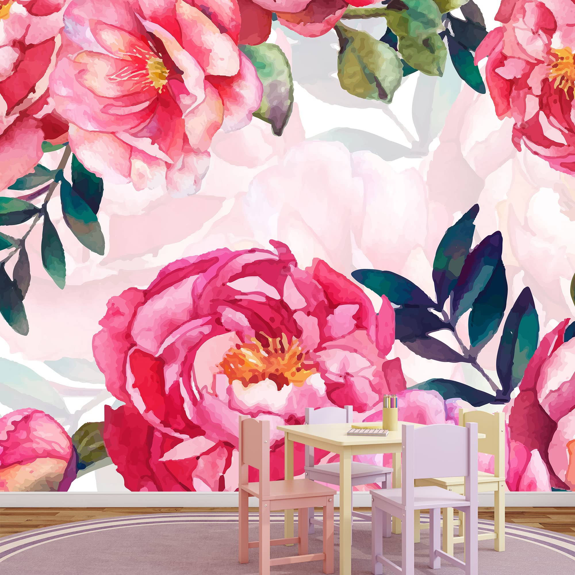 Green Plants & Animals Removable Wallpaper - Peel and Stick Wall Mural for Bedroom Decor (100x144 inches) - Perfect for Nursery, Kids Room, or Home Office