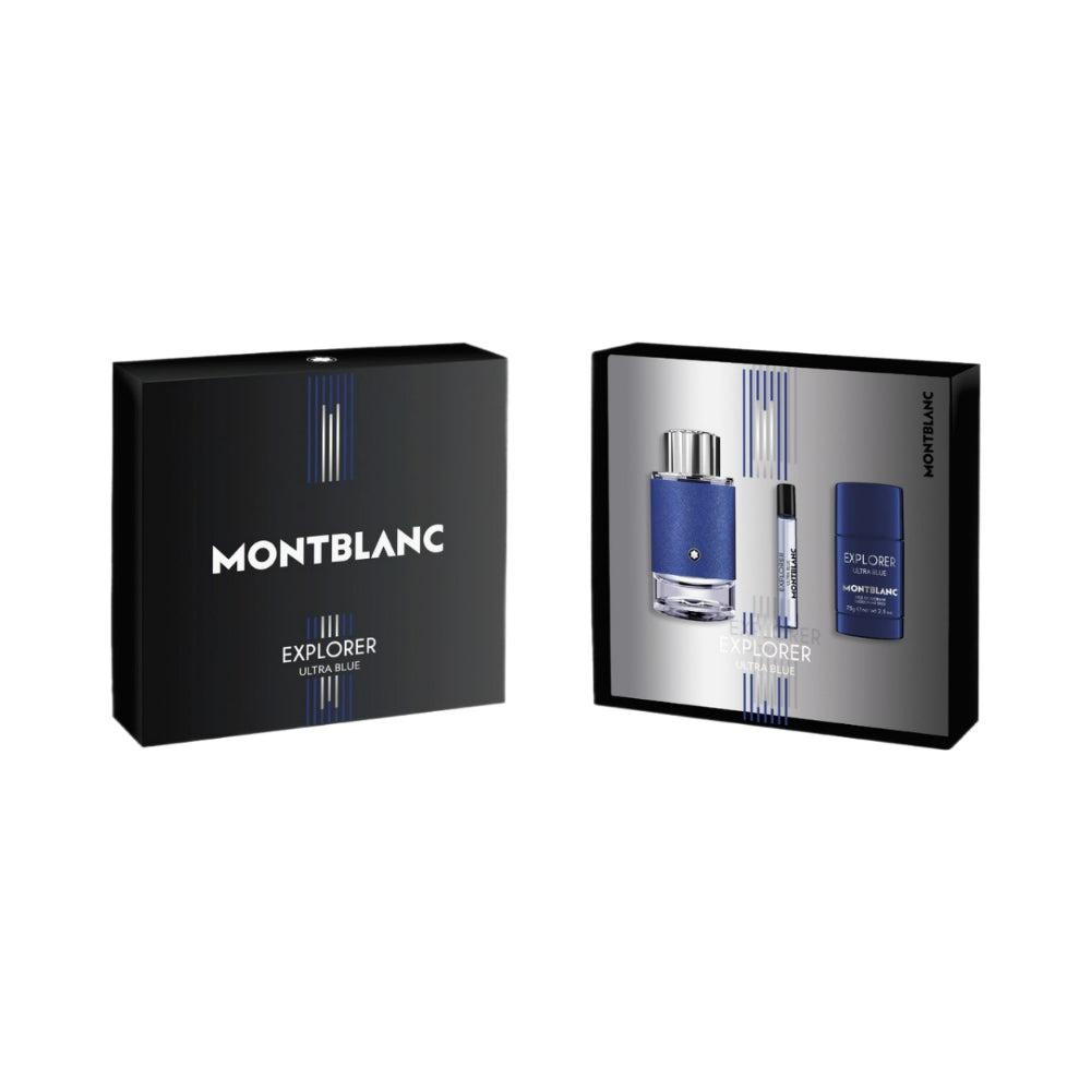 Explorer Ultra Blue 3 Piece Eau de Parfum Set - 100ml Perfume Bottle for Men | Long Lasting Luxury Fragrance Gift Set for Daily Wear, Date Night & Special Occasions