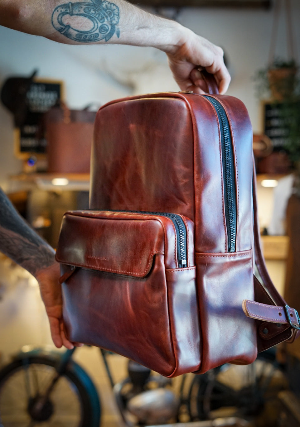 Commuter Backpack for Men & Women - Waterproof Laptop Backpack with USB Charging Port (Hurricane Cherry Cola) - Perfect for Work, Travel & Daily Use