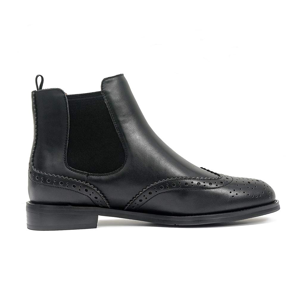 Women's Stylish Brogue Leather Chelsea Boots - Comfortable Ankle Boots for Casual & Office Wear | Waterproof & Durable for Fall/Winter Fashion
