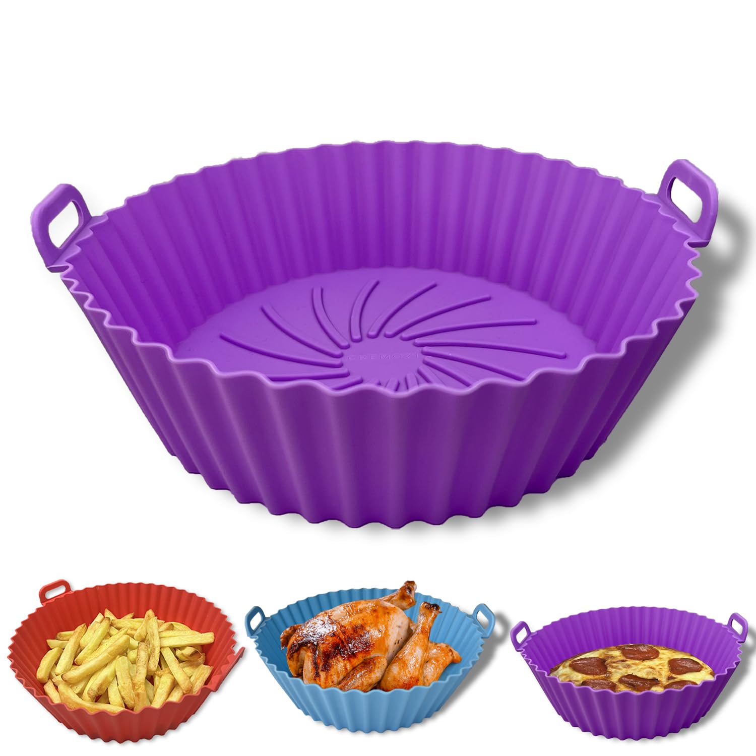 8 Inch Air Fryer Silicone Liners - Non-Stick, BPA Free & Reusable - Fits 3-5 Quart Air Fryer Pots - Microwave & Oven Safe - Round Shape in Red, Gray, Blue, Purple, Pink - Perfect for Healthy Cooking & Easy Cleanup