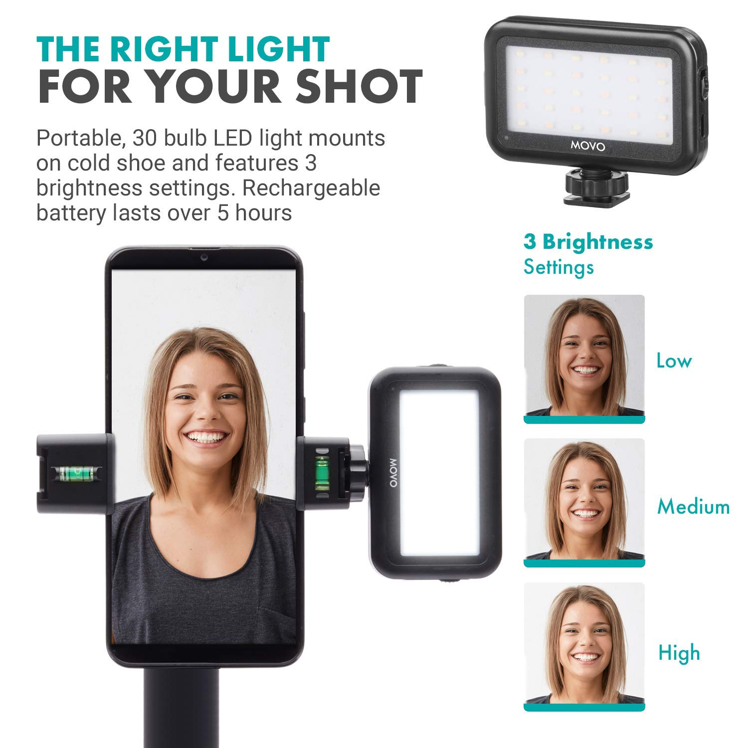 Movo VXR10-PRO+ Smartphone Video Rig Kit with Pro Shotgun Microphone, LED Light & Mini Tripod - Compatible with iPhone 11/11 Pro Max/SE/XS/XR/X & Android Phones - Perfect for Vlogging, YouTube Videos & Live Streaming