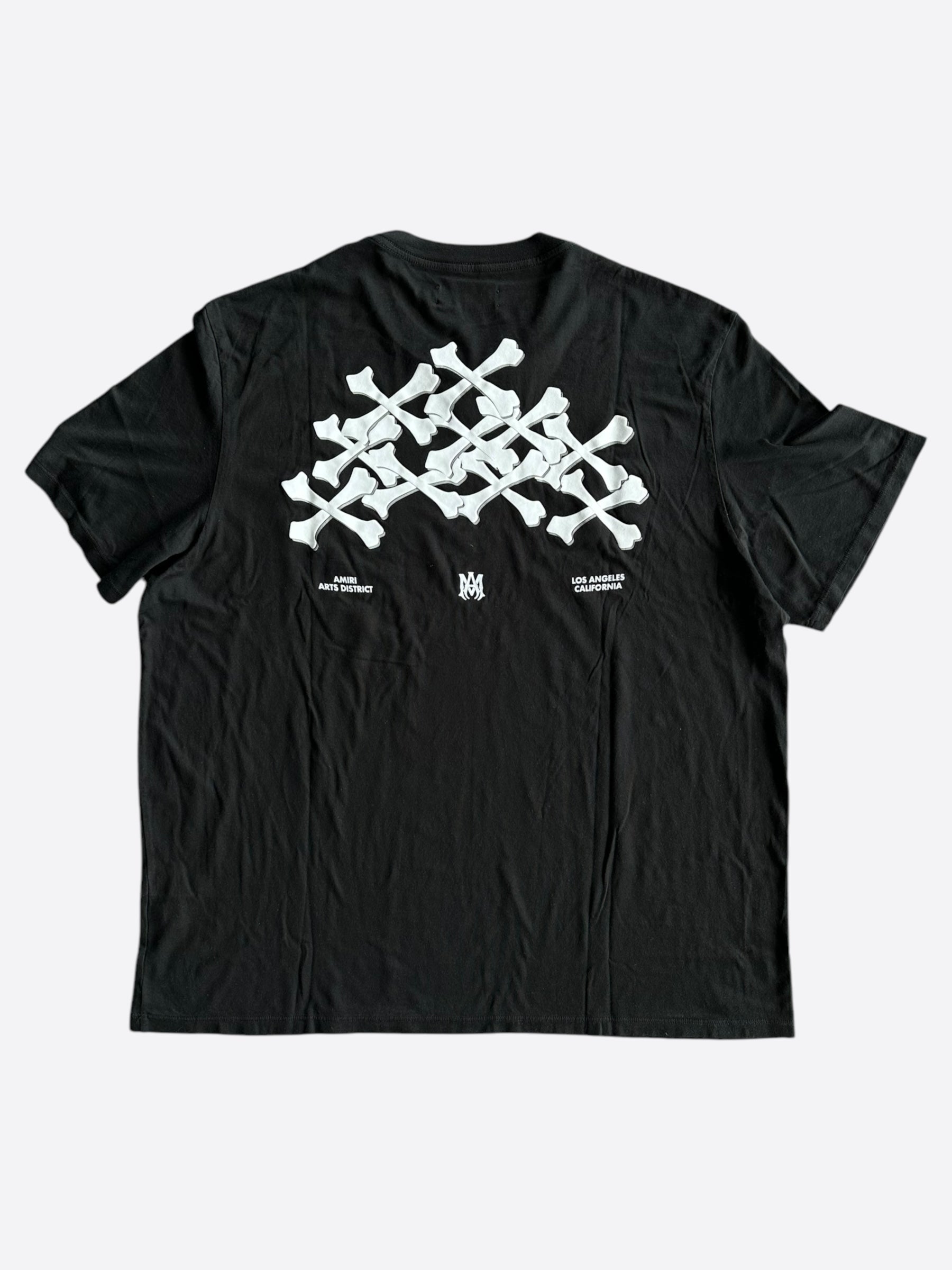 Amiri Black & White Los Angeles Exclusive Bones Graphic T-Shirt for Men - Stylish Streetwear for Casual Outings & Nightlife