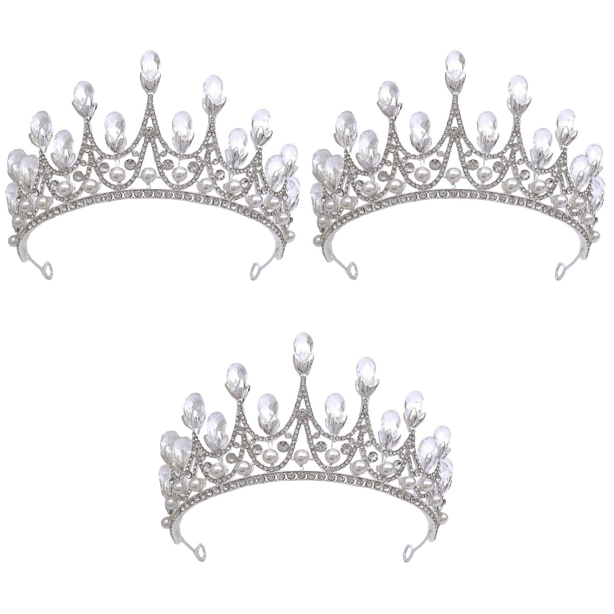FOMIYES 3-Piece Rhinestone Crown Tiara Set for Women - Elegant Wedding Headdress, Bridal Birthday Accessory, Retro Decor - Perfect for Bridal Showers, Pageants, and Special Occasions