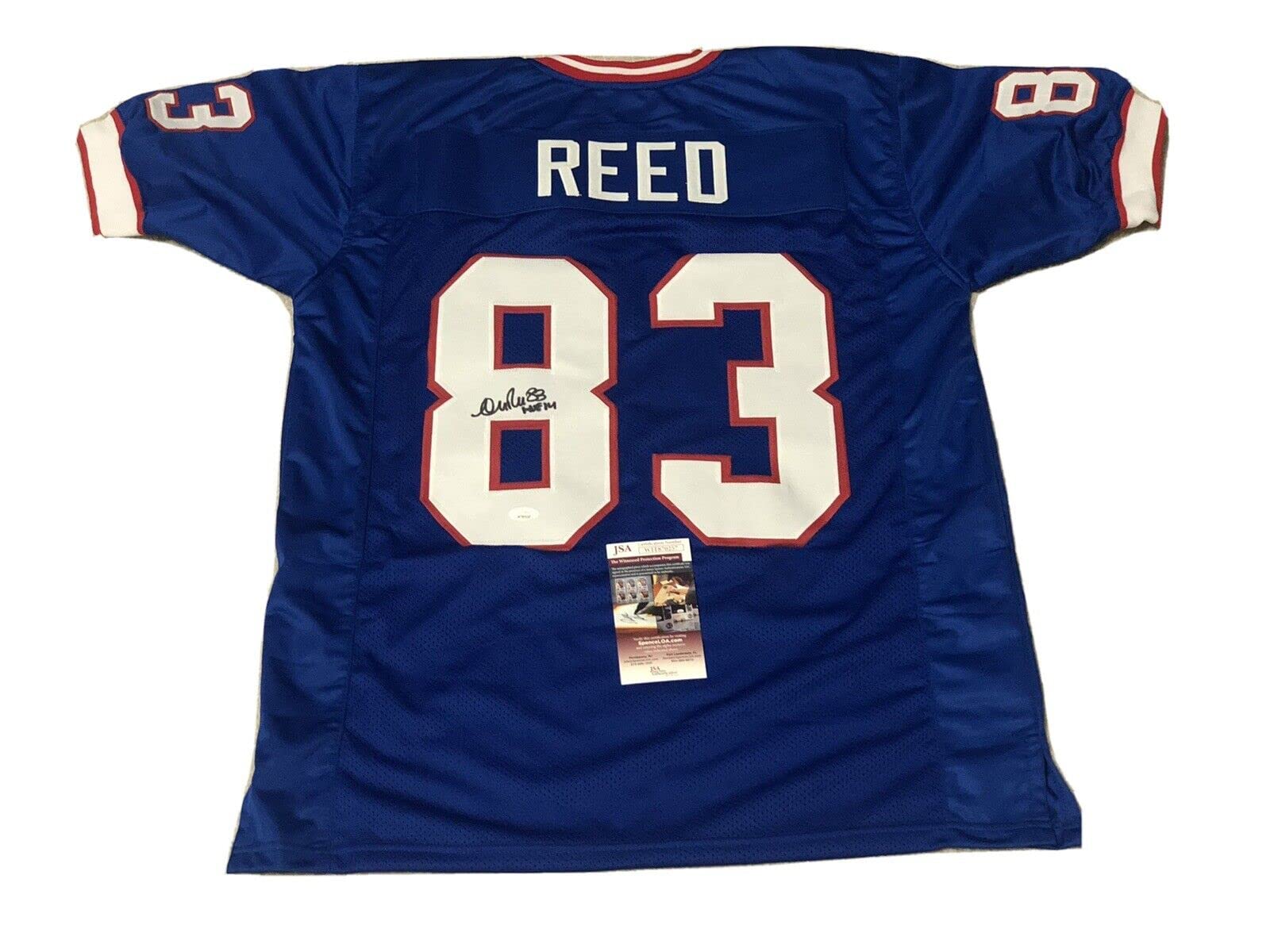 Authentic ANDRE REED Signed Buffalo Bills Jersey with HOF Inscription - JSA Certified Autograph Football Memorabilia for Collectors & Sports Fans - Perfect for Man Cave, Game Room Decor or Gift for NFL Enthusiasts