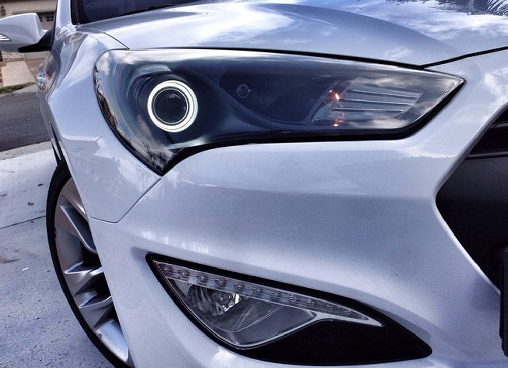 Bright White LED Halo Ring Headlight Kit for Kia Optima & Hyundai Genesis Coupe - DRL Angel Eyes with Even Lighting - Perfect for Night Driving & Car Customization