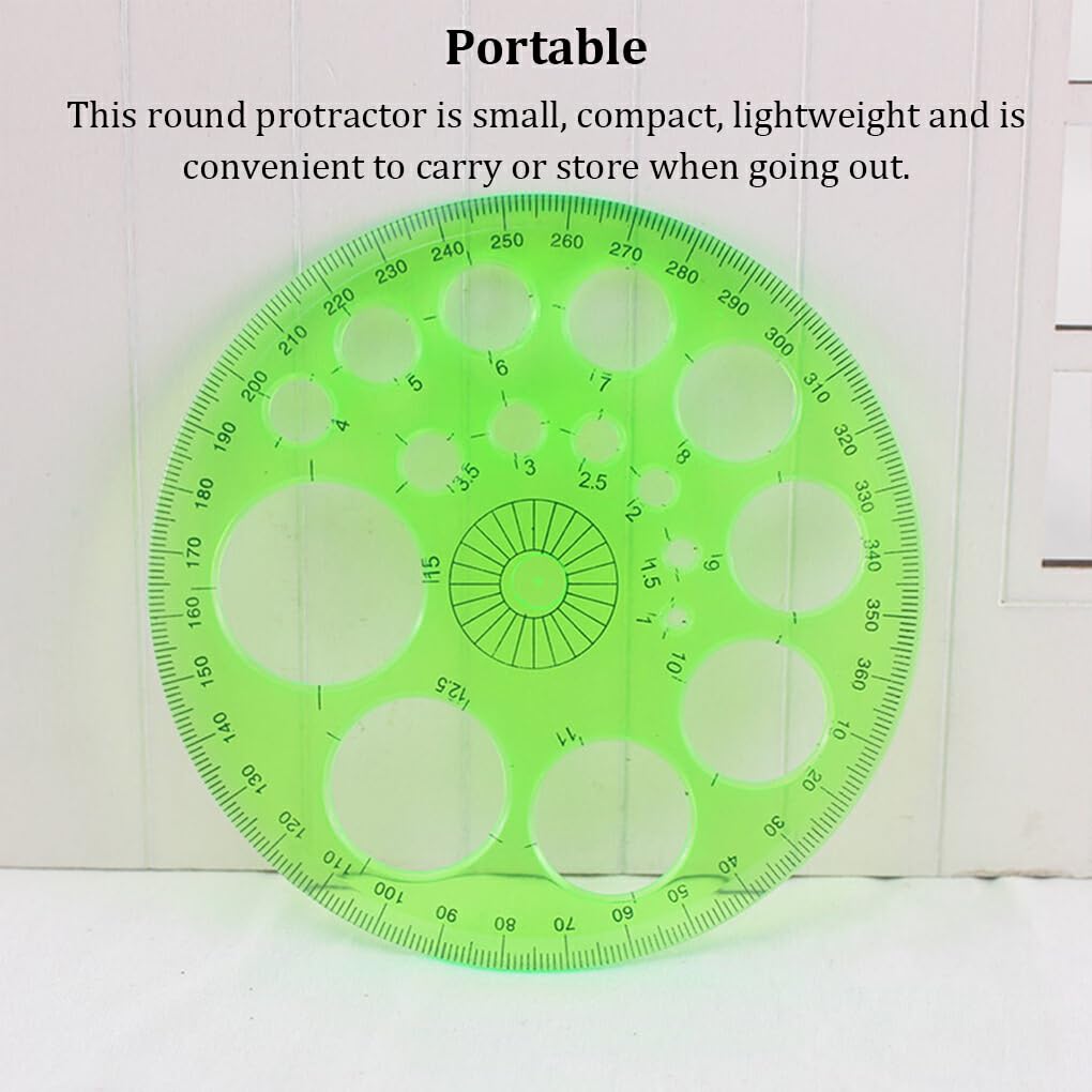 360 Degree Protractor & Circle Template - Multifunctional Measuring Tool for Students, Sketching, and Drafting | Portable Round Ruler for Geometry, Art, and Engineering Projects
