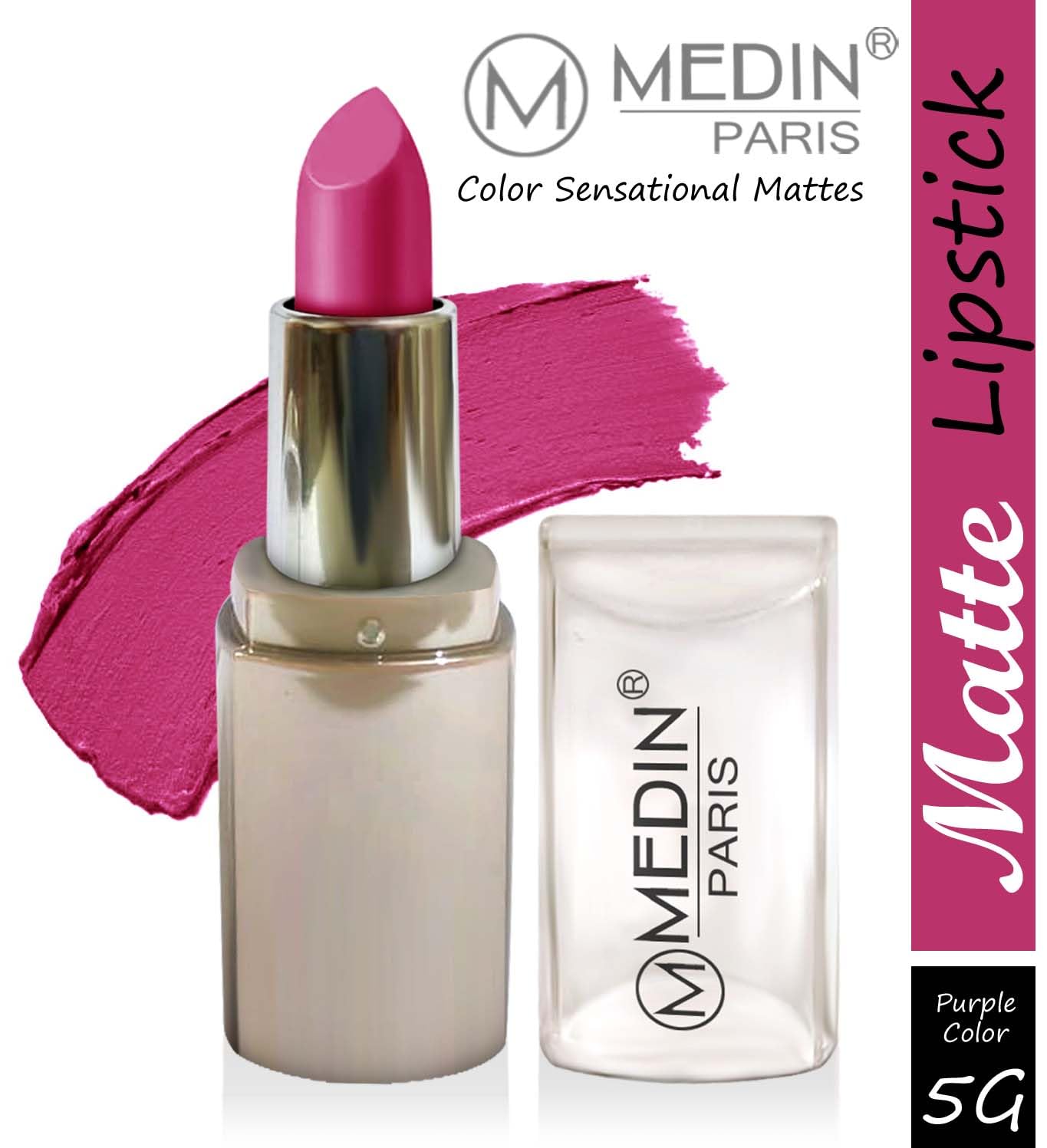Medin Paris Matte Lipstick Set of 2 - Long Lasting, Highly Pigmented Lipstick Combo (Hot Chocolate & Purple Shades) for Everyday Wear, Date Night & Special Occasions