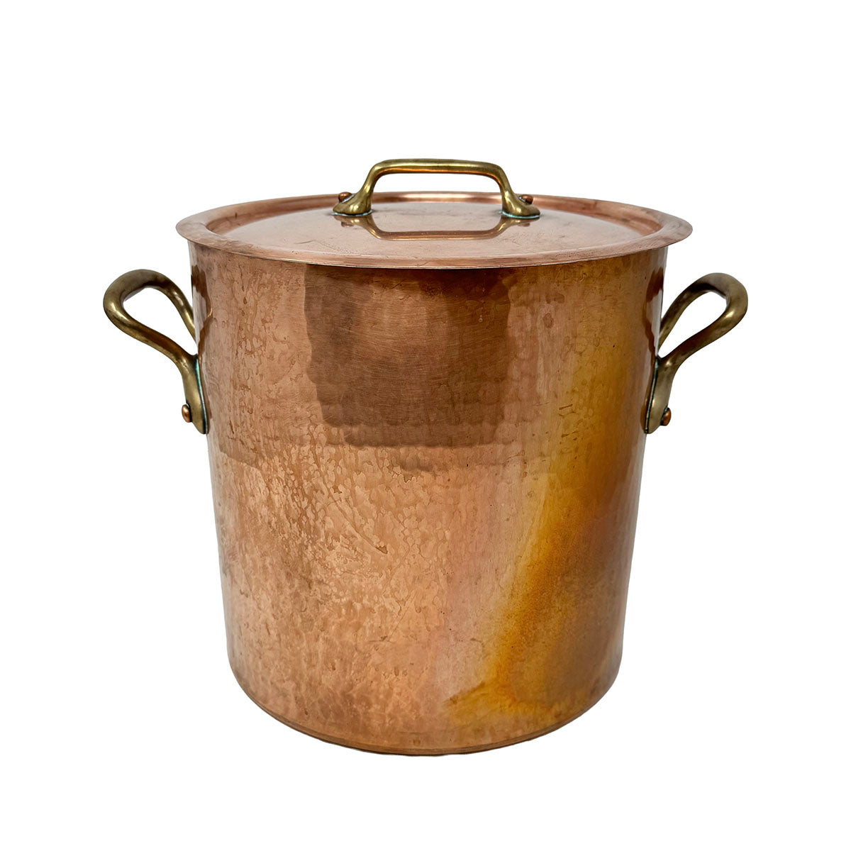 Vintage Hammered Copper Stock Pot 8QT - Heavy Duty Cooking Pot for Soups, Stews & Pasta - Rustic Kitchen Decor & Professional Chef Use