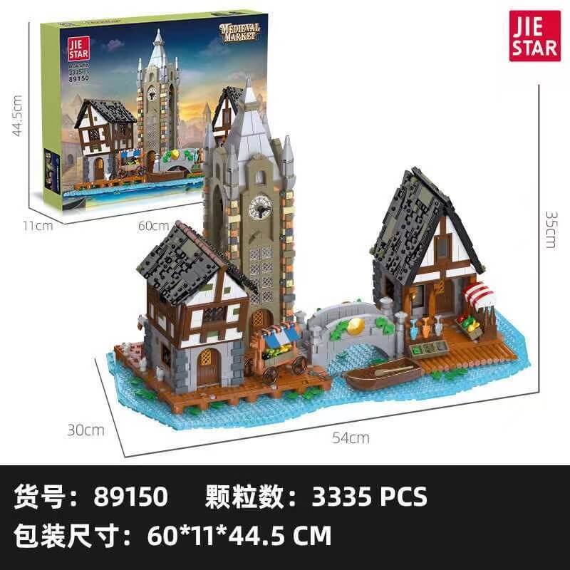 JIESTAR 89150 Medieval Market Building Blocks Set - Creative Castle Toy for Kids & Adults - Perfect for Medieval-Themed Play, Collectors & Home Decoration
